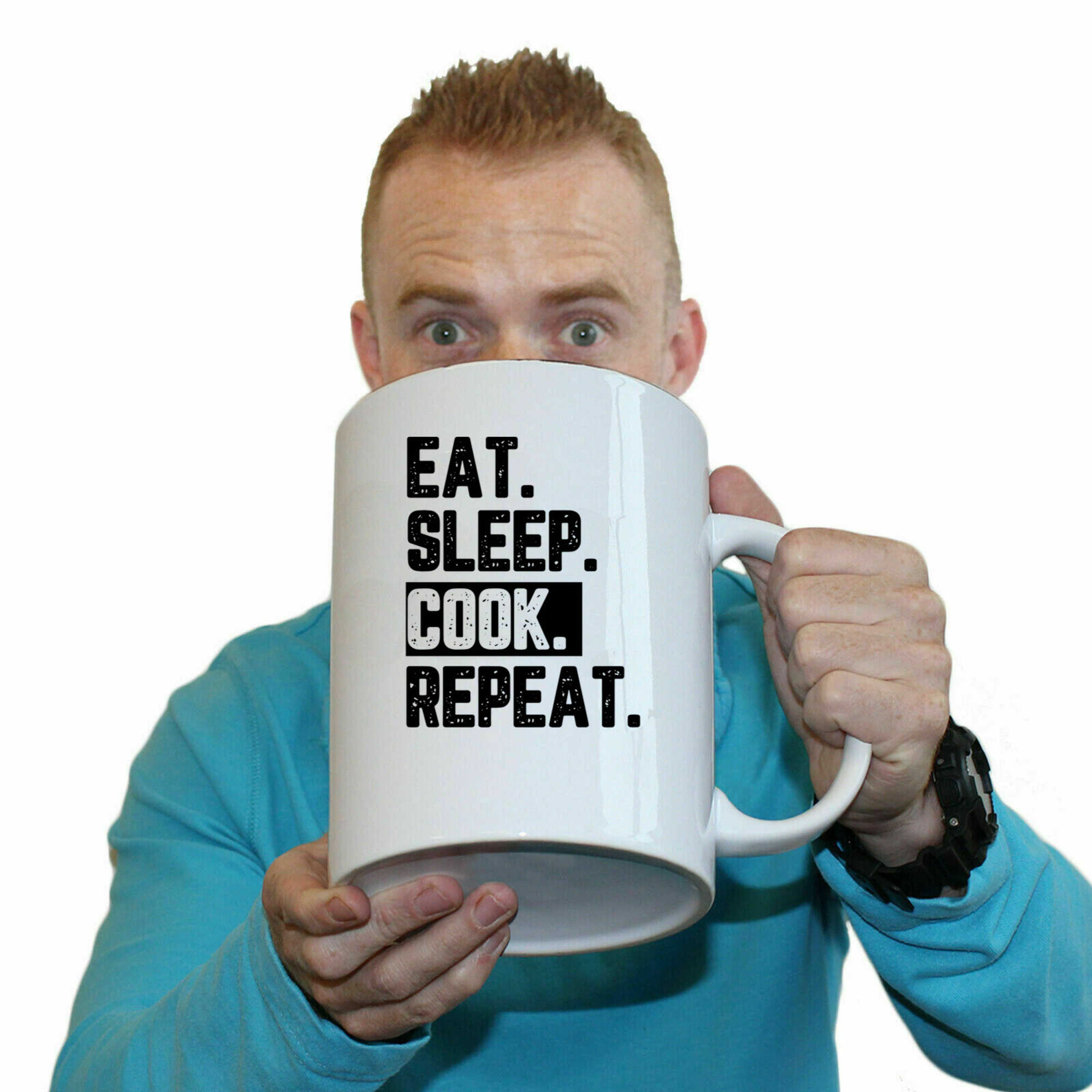 Eat Sleep Cook Repeat - Funny Giant 2 Litre Mug