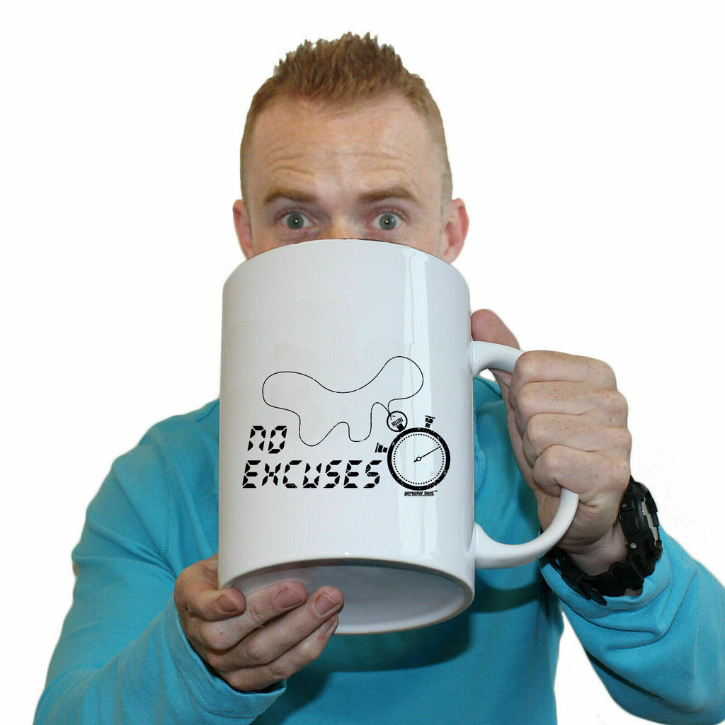 No Excuses Stopwatch Running - Funny Giant 2 Litre Mug