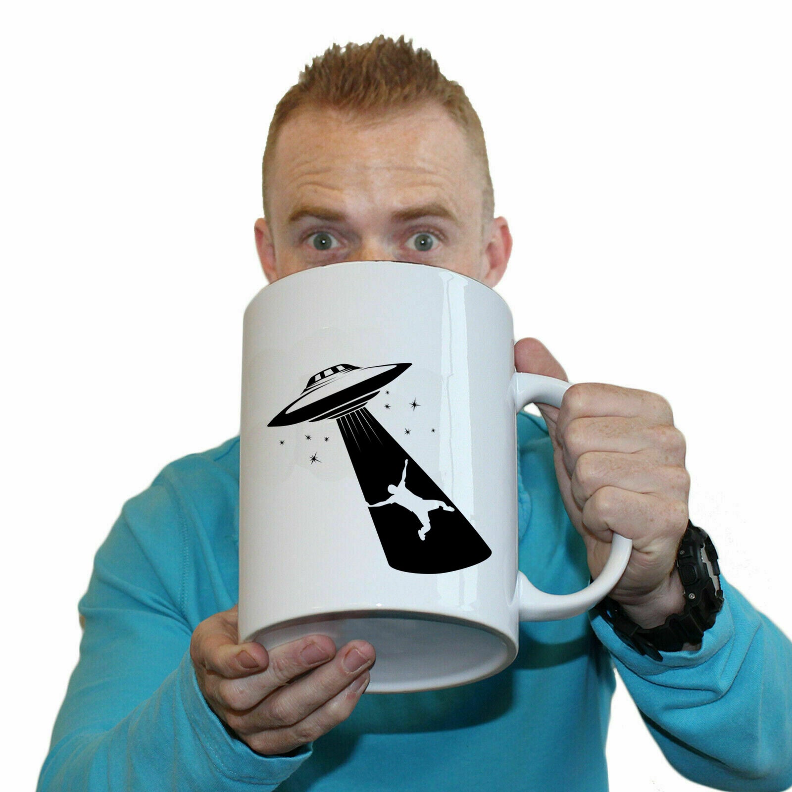 Ufo Abduction White - Funny Giant 2 Litre Mug