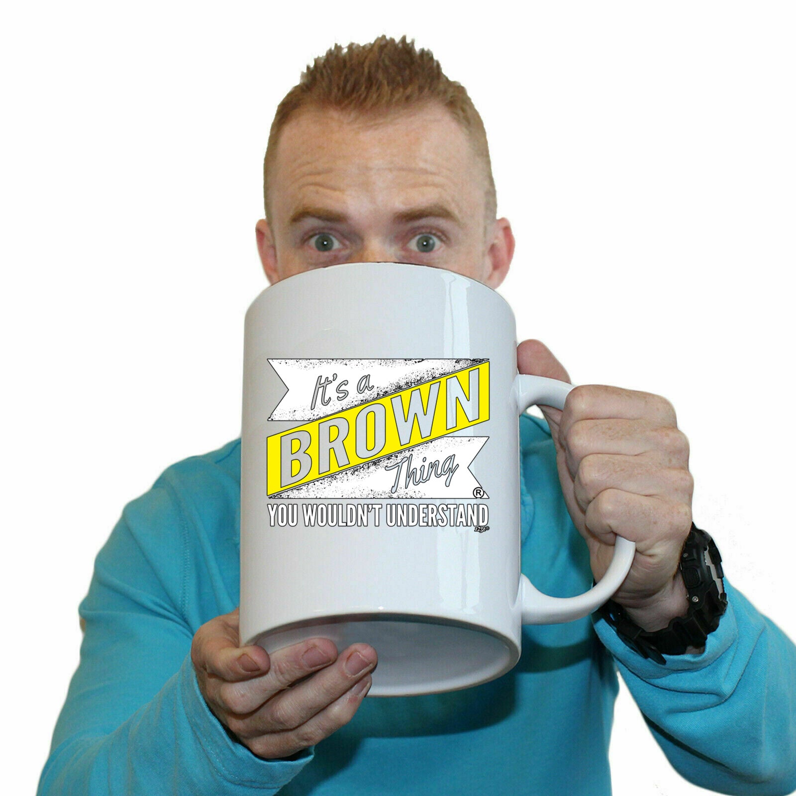Brown V2 Surname Thing - Funny Giant 2 Litre Mug Cup