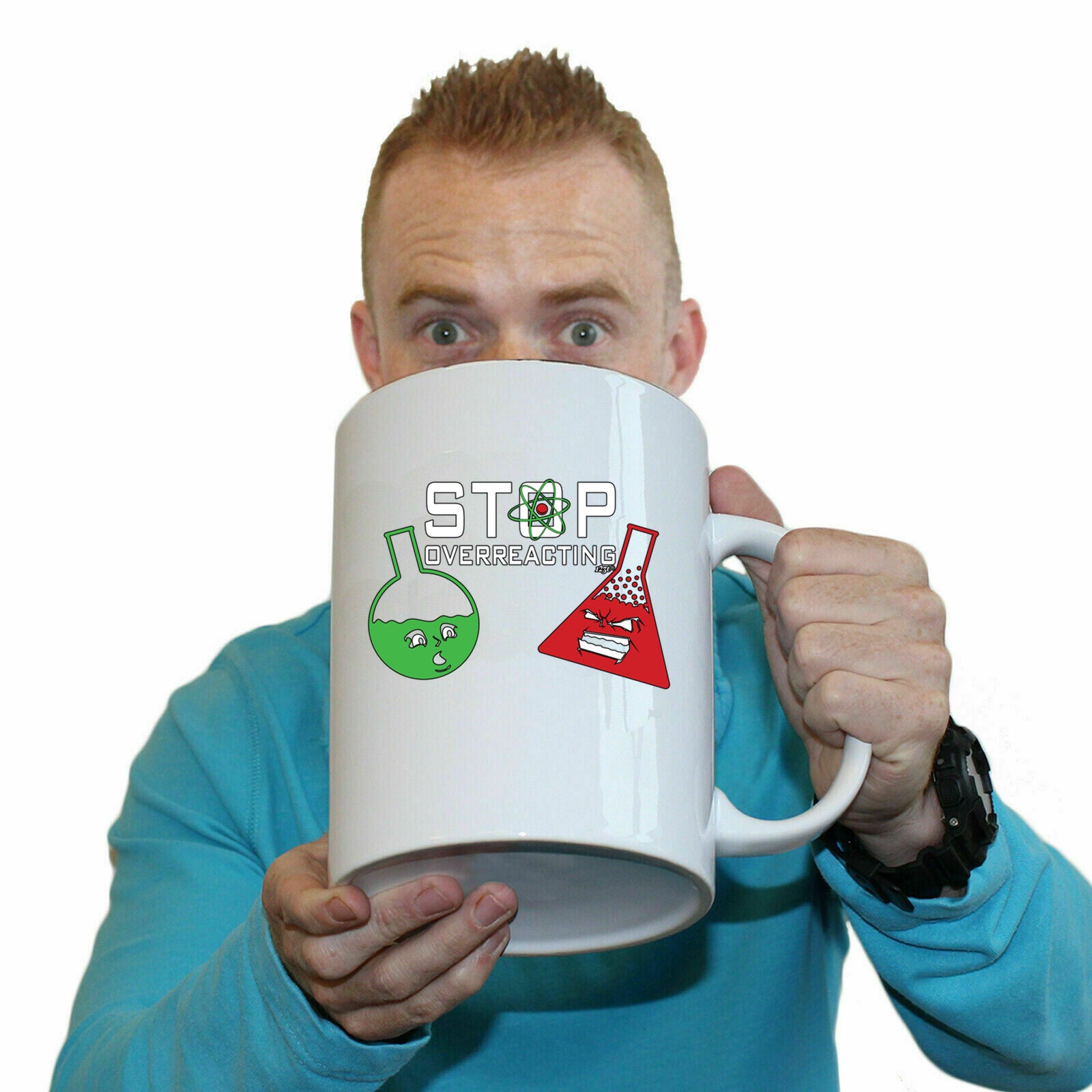 Stop Overreacting - Funny Giant 2 Litre Mug