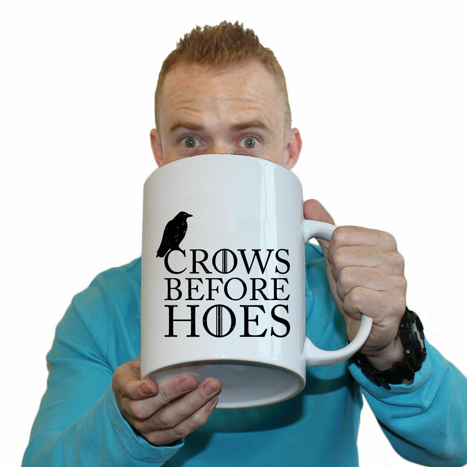 Crows Before Hoes Black - Funny Giant 2 Litre Mug