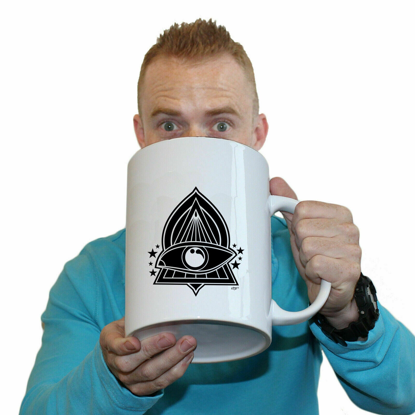 Festival Triangle Eye White - Funny Giant 2 Litre Mug Cup