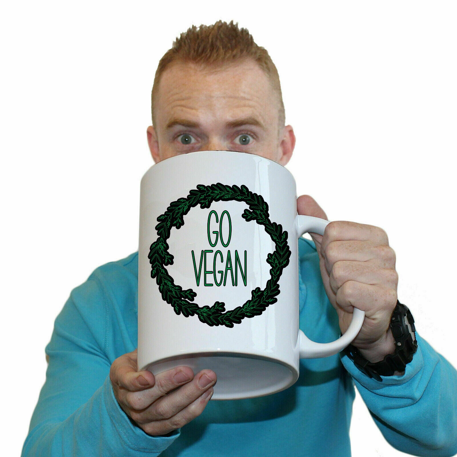 Go Vegan Wreth - Funny Giant 2 Litre Mug