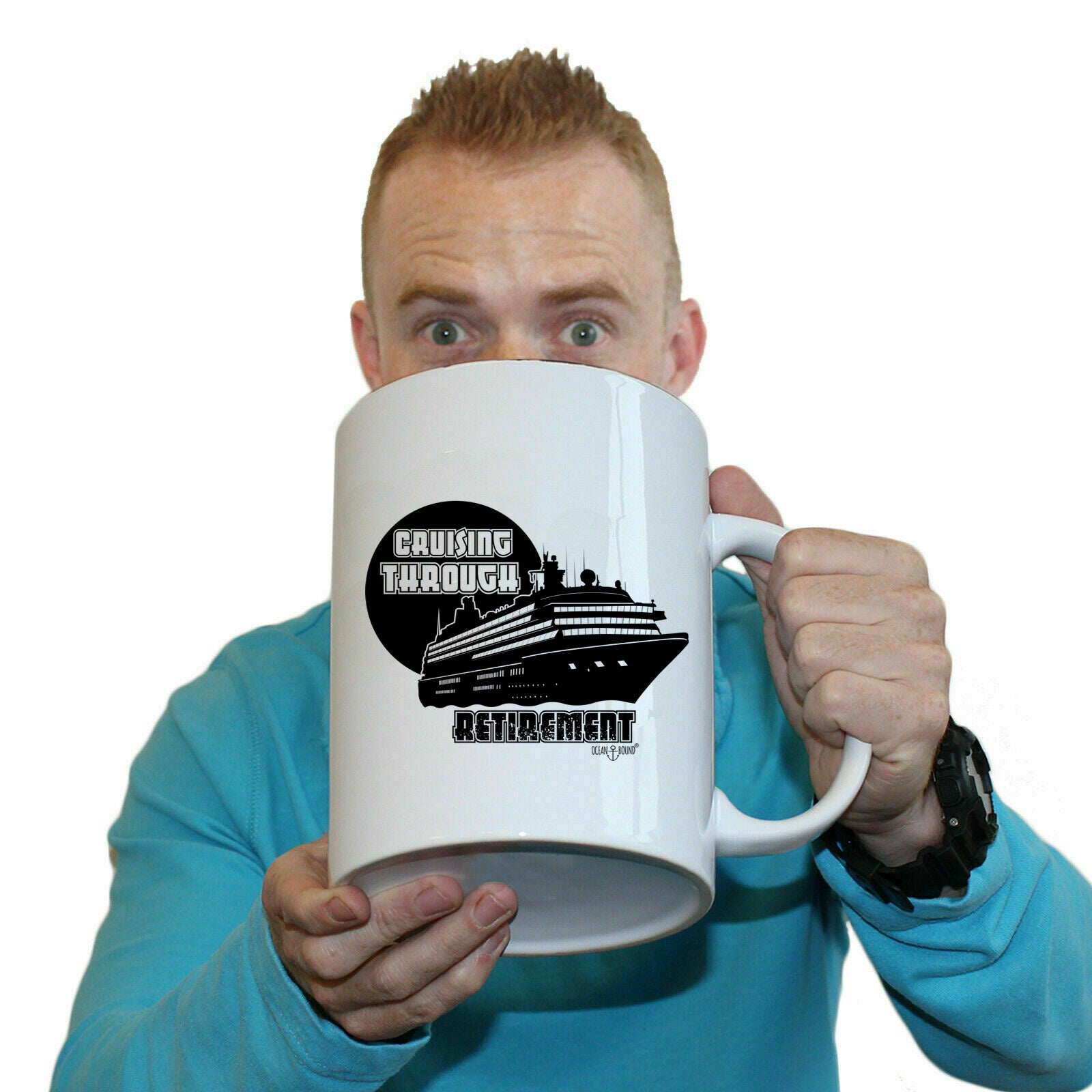 Ob Cruising Through Retirement - Funny Giant 2 Litre Mug