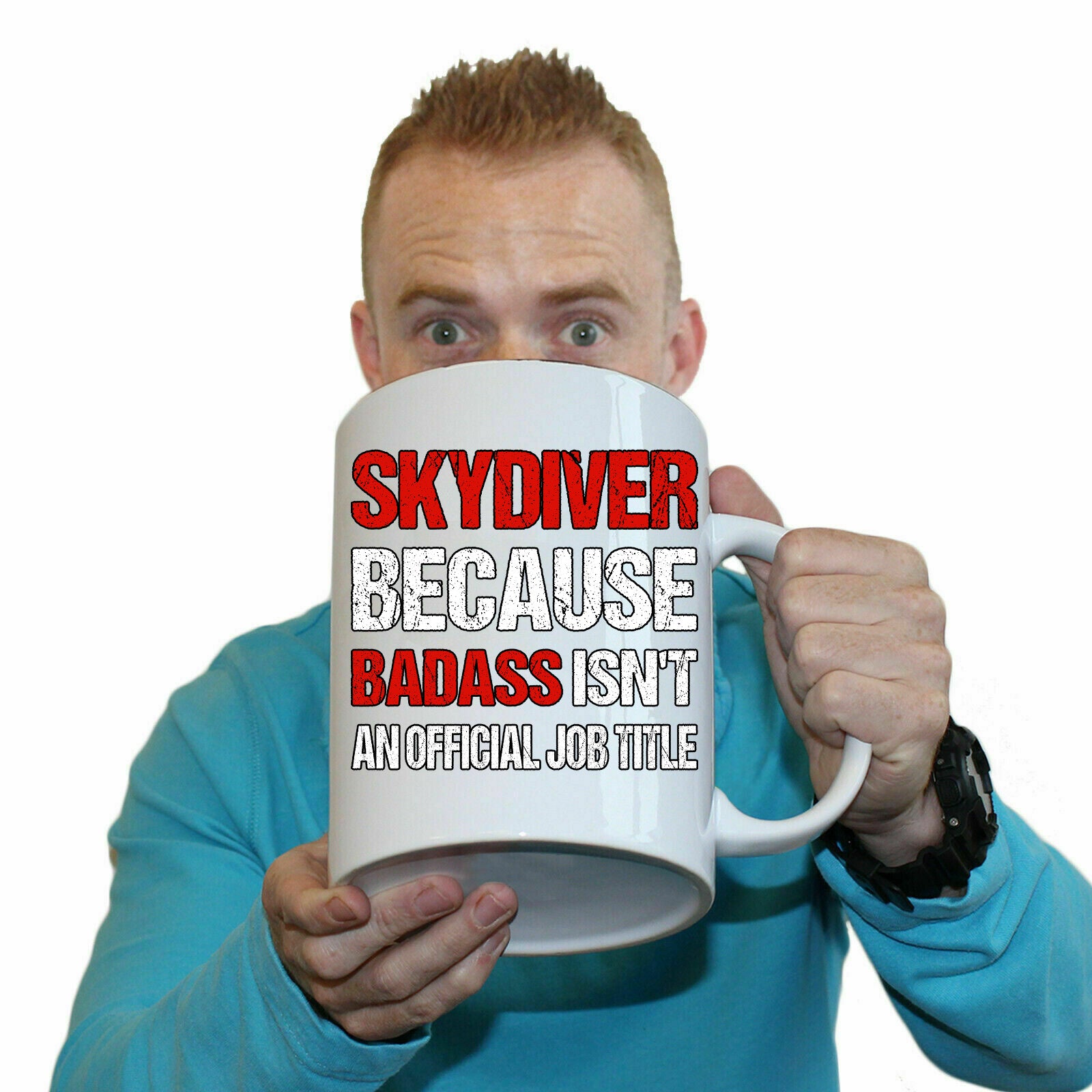 Skydiving Skydiver Because Bass Job Title - Funny Giant 2 Litre Mug