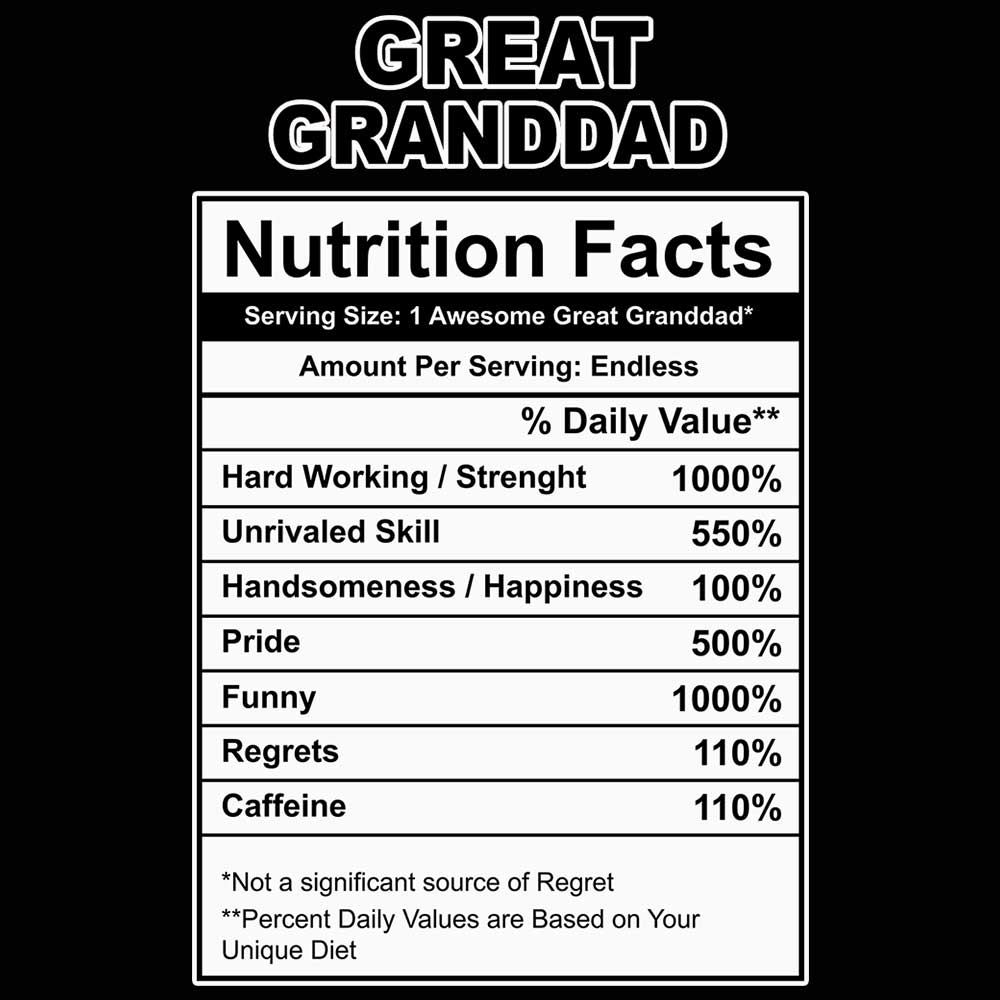 Great Granddad Nutrition Facts - Mens 123t Funny T-Shirt Tshirts