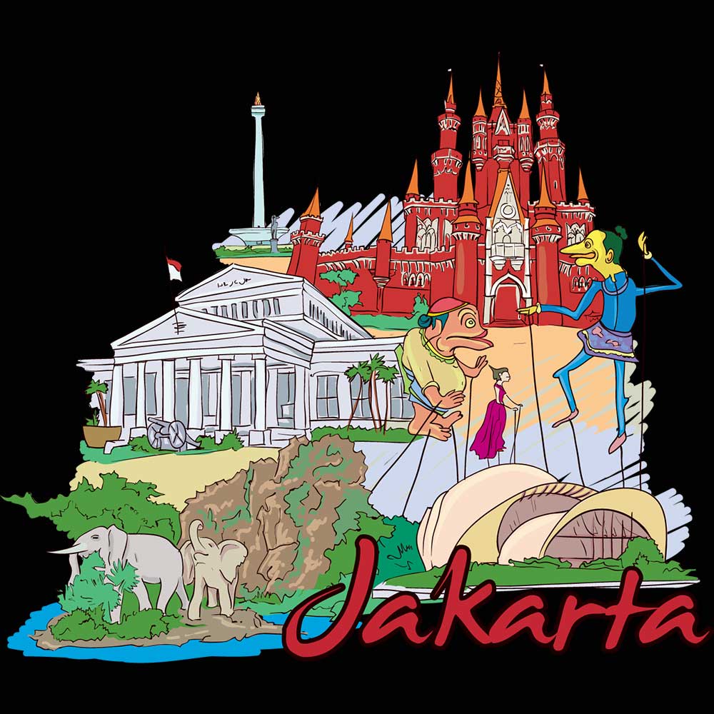 Jakarta Indonesia Country Flag Destination - Mens 123t Funny T-Shirt Tshirts