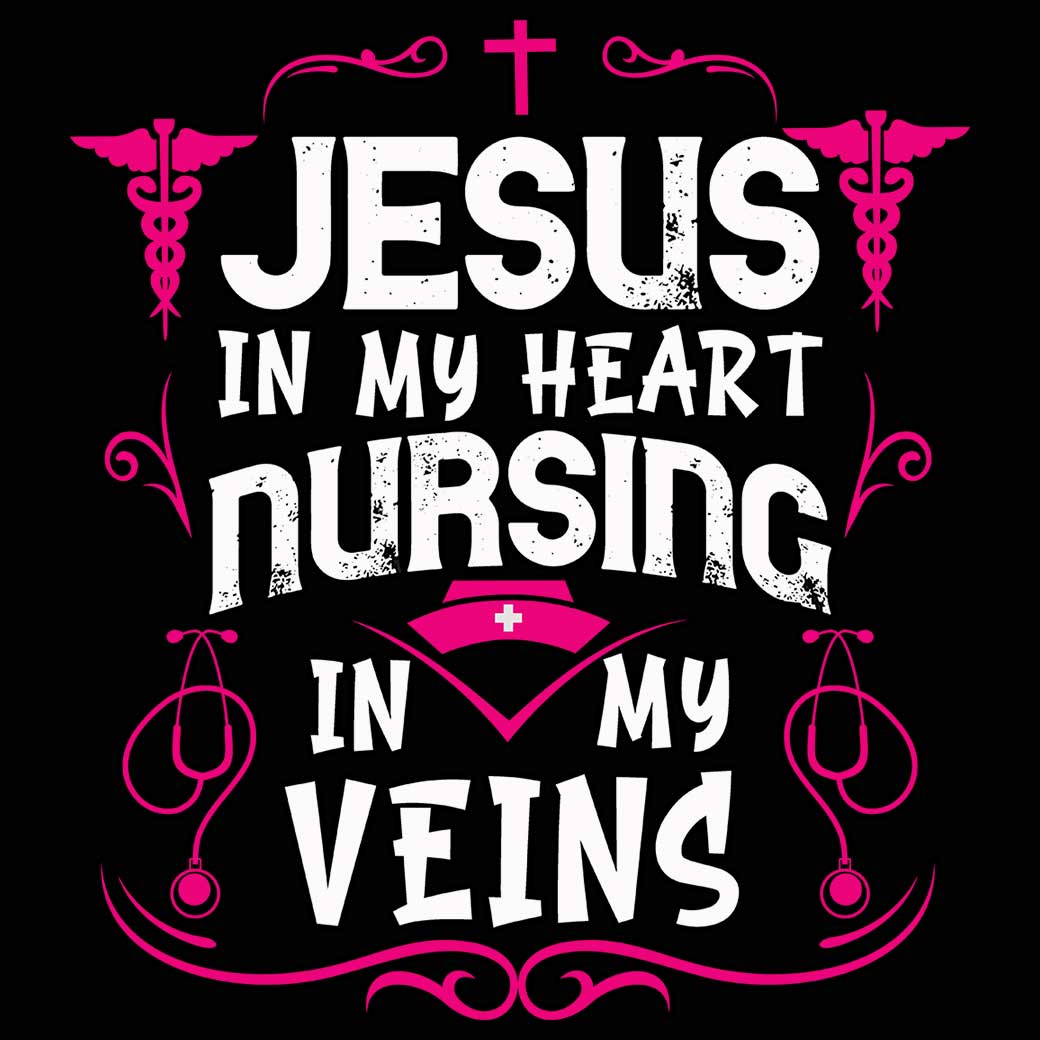 Jesus In My Heart Nursing In My Veins - Mens 123t Funny T-Shirt Tshirts