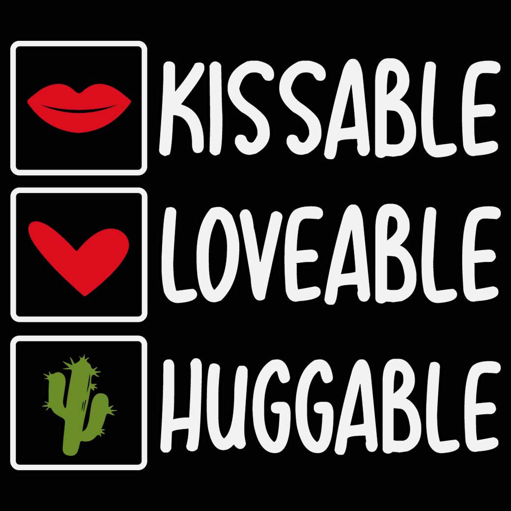 Kissable Loveable Huggable Heart Love Valentines Day - Mens 123t Funny T-Shirt Tshirts
