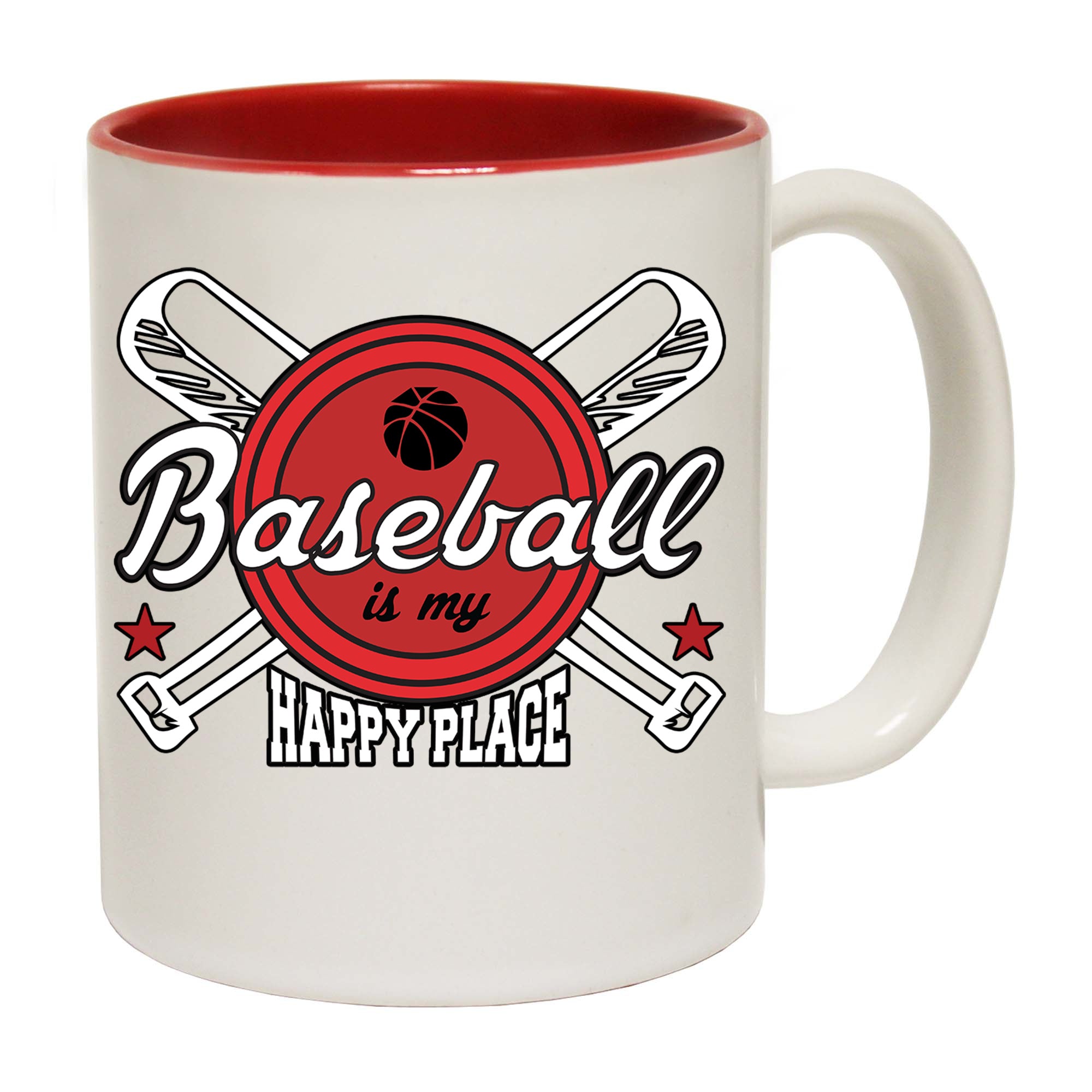 Baseball Is My Happy Place - Funny Coffee Mug