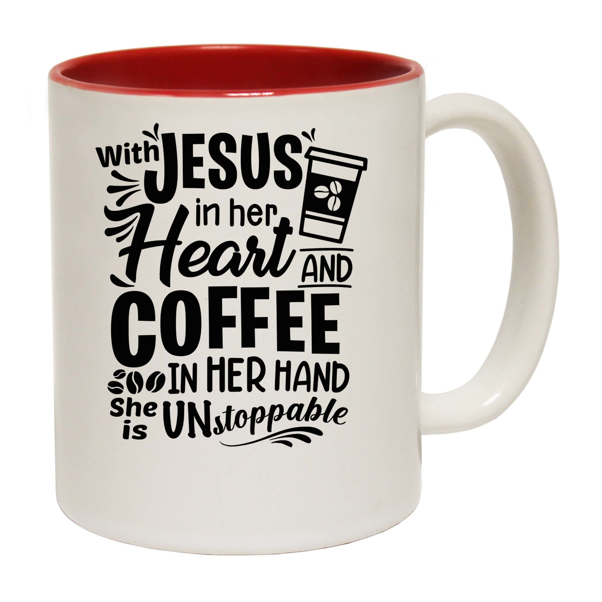 Jesus In Heart Coffee In Hand God Christian - Funny Coffee Mug