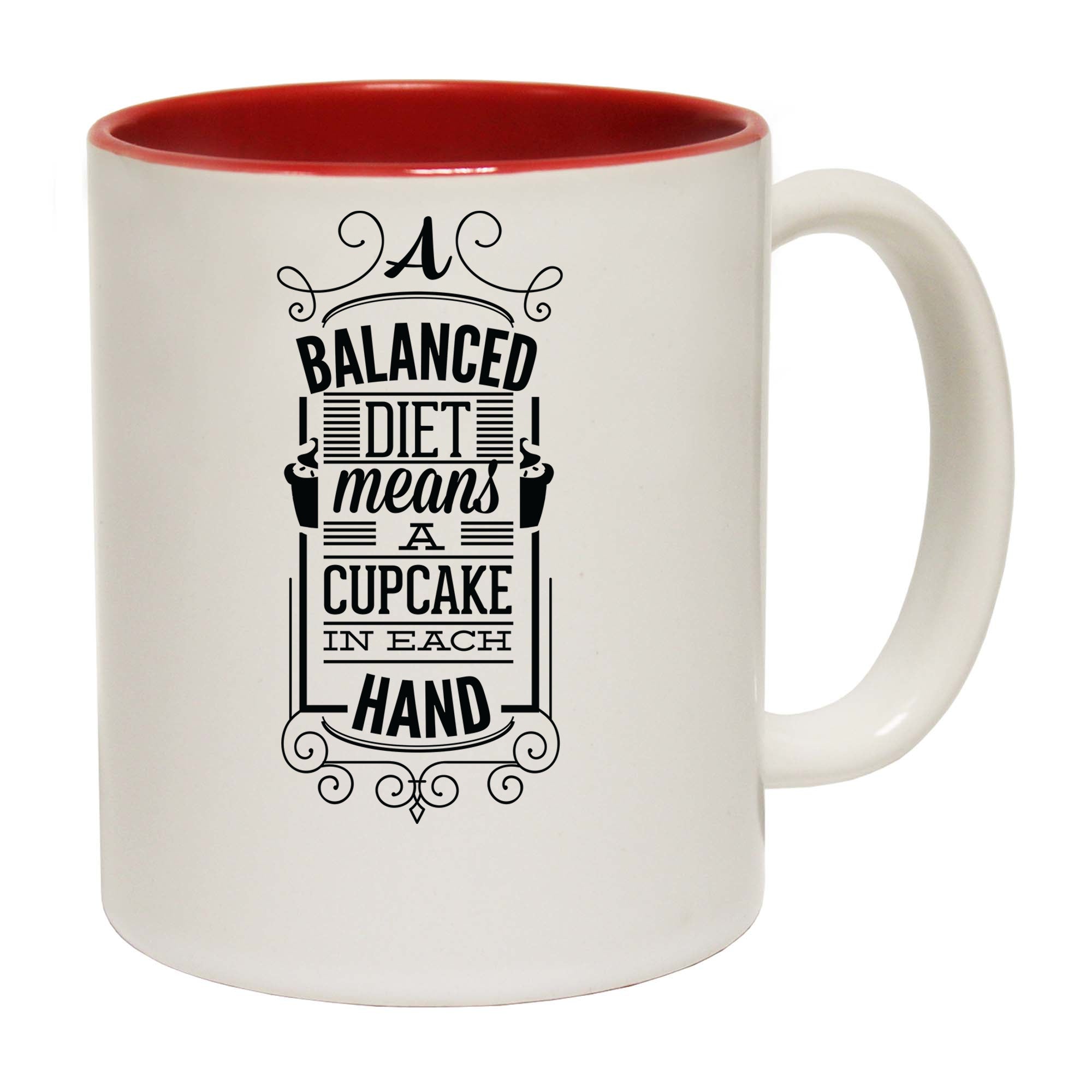 Balanced Diet Cup Cake In Each Hand - Funny Coffee Mug