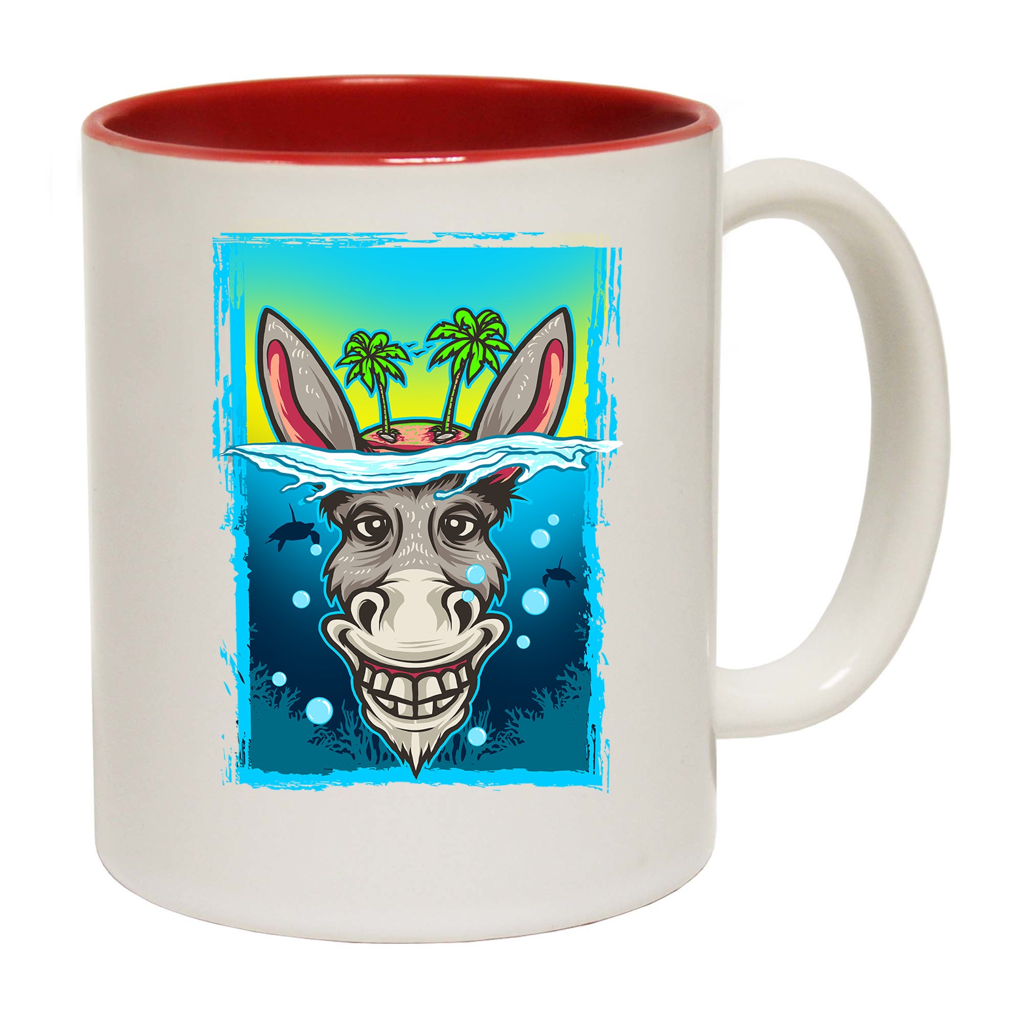 Happy Donkey Desert Island - Funny Coffee Mug