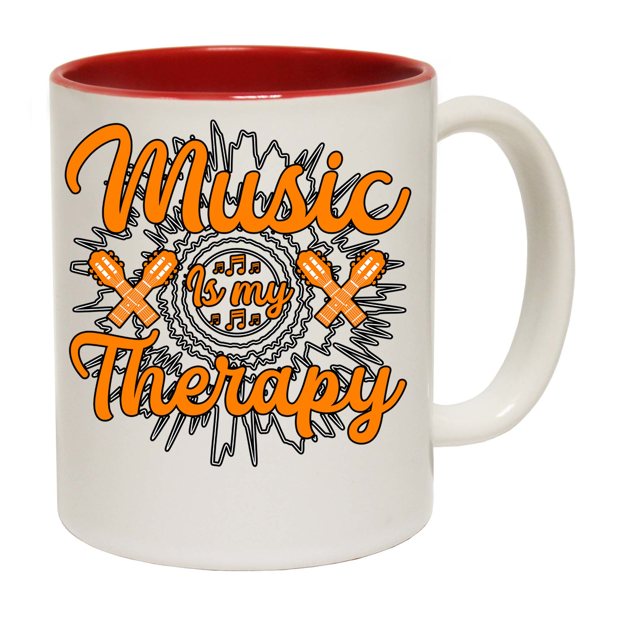 Music Is My Therapy Guitar Bass Electric - Funny Coffee Mug