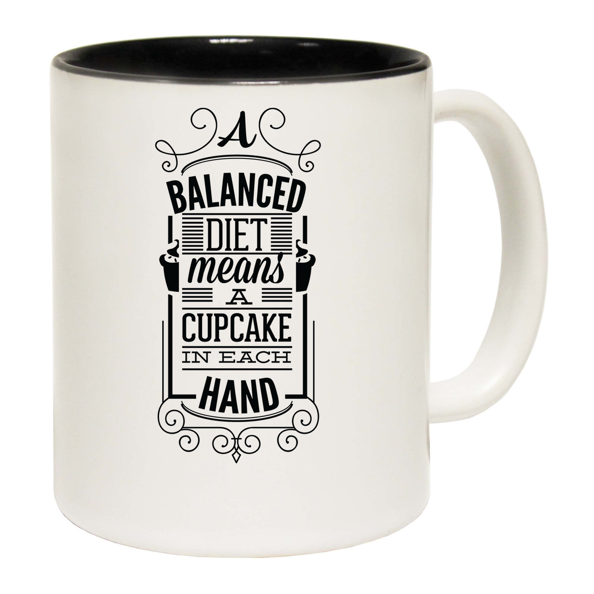 Balanced Diet Cup Cake In Each Hand - Funny Coffee Mug