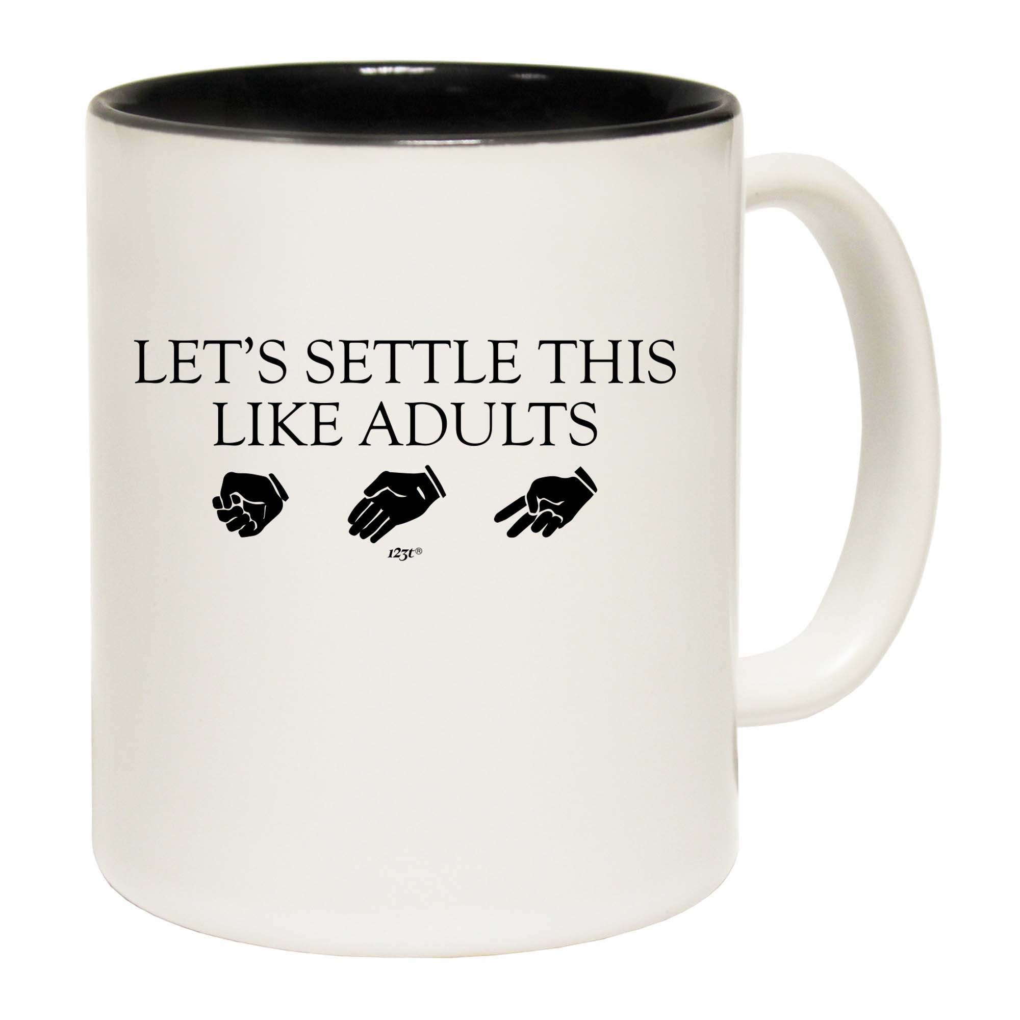 Lets Settle This Like Adults Rock Paper Scissors - Funny Coffee Mug