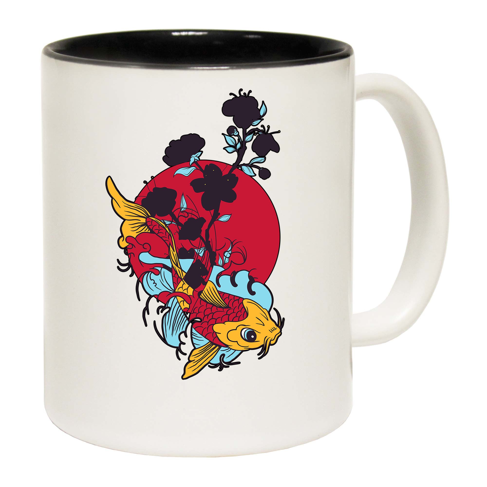 Koi Moon Flowers Fish Sunset - Funny Coffee Mug