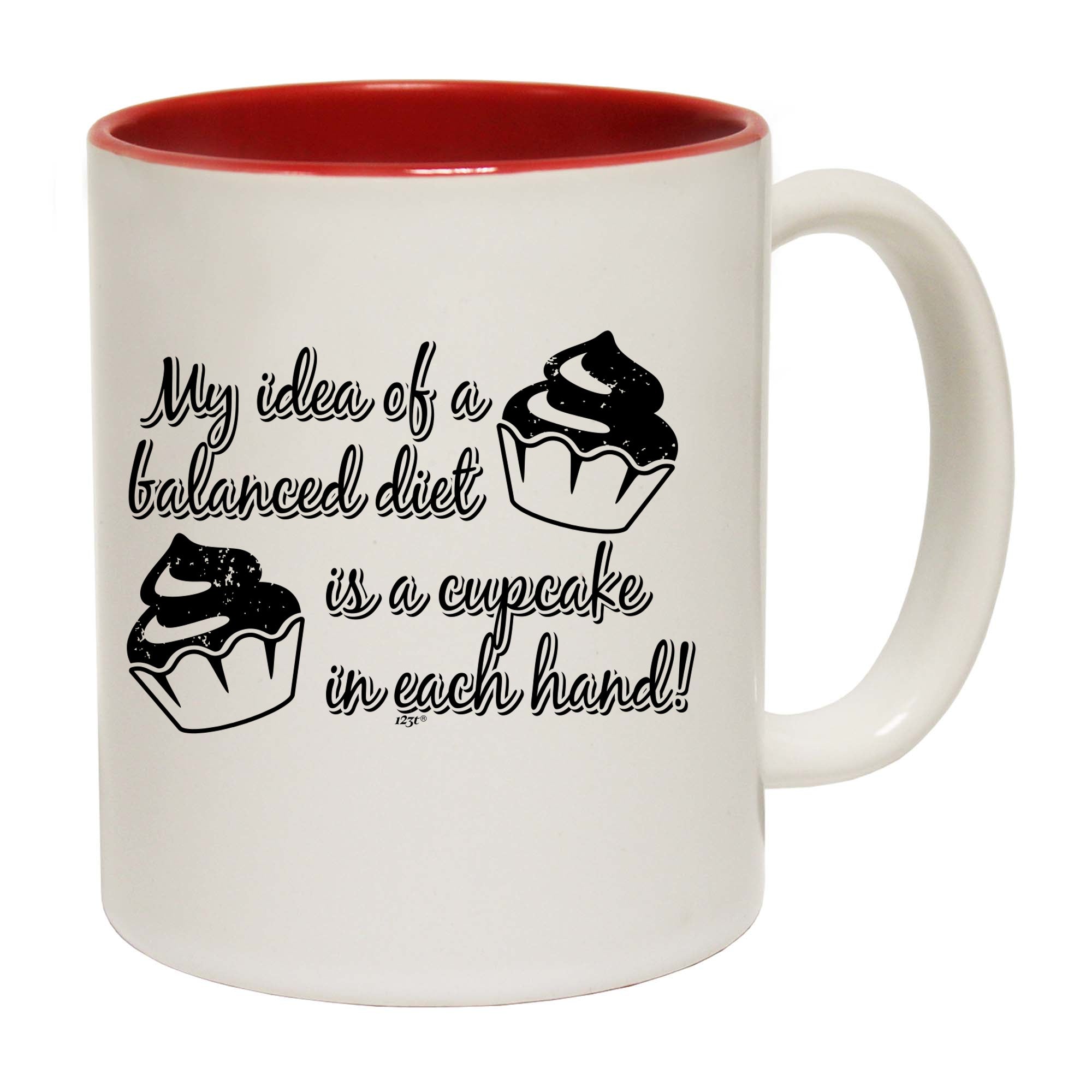 Balanced Diet Is A Cupcake Each Hand - Funny Coffee Mug Cup