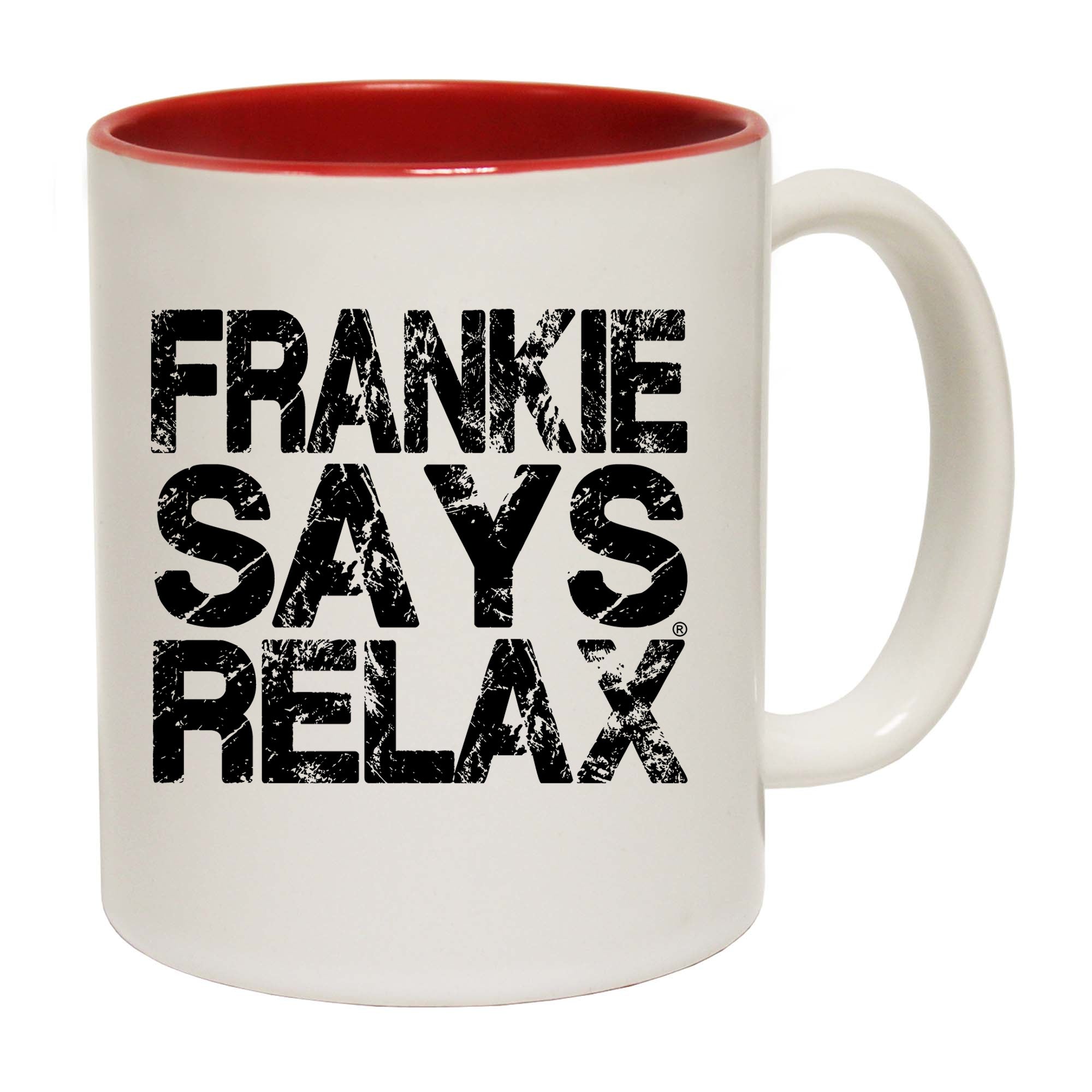 Frankie Says Relax 80S Retro Distress Black - Funny Coffee Mug