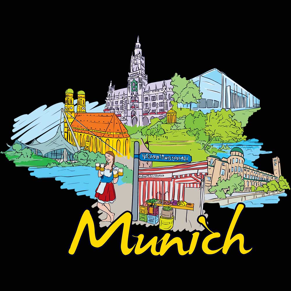 Munich Bavaria Germany Country Flag Destination - Mens 123t Funny T-Shirt Tshirts