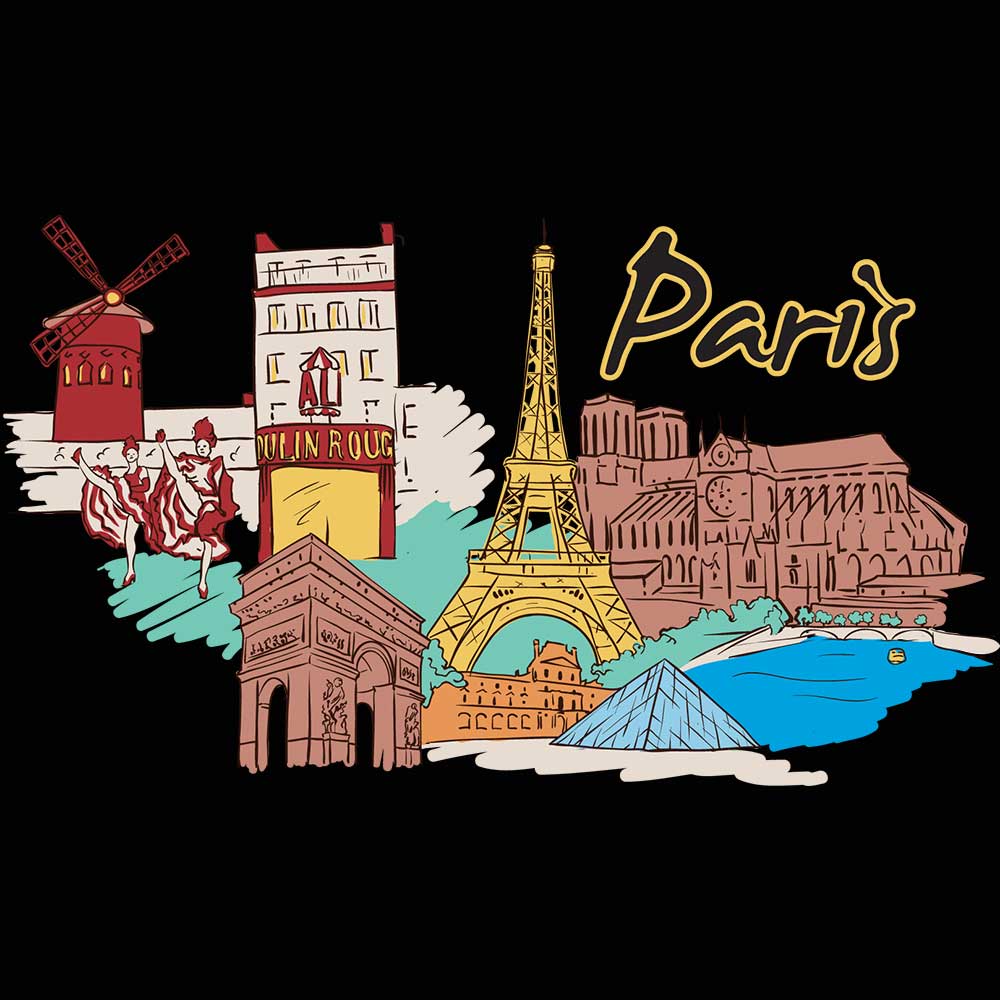 Paris France Country Flag Destination - Mens 123t Funny T-Shirt Tshirts