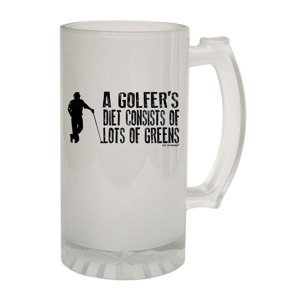 Oob A Golfers Diet Consists Greens - Funny Beer Stein