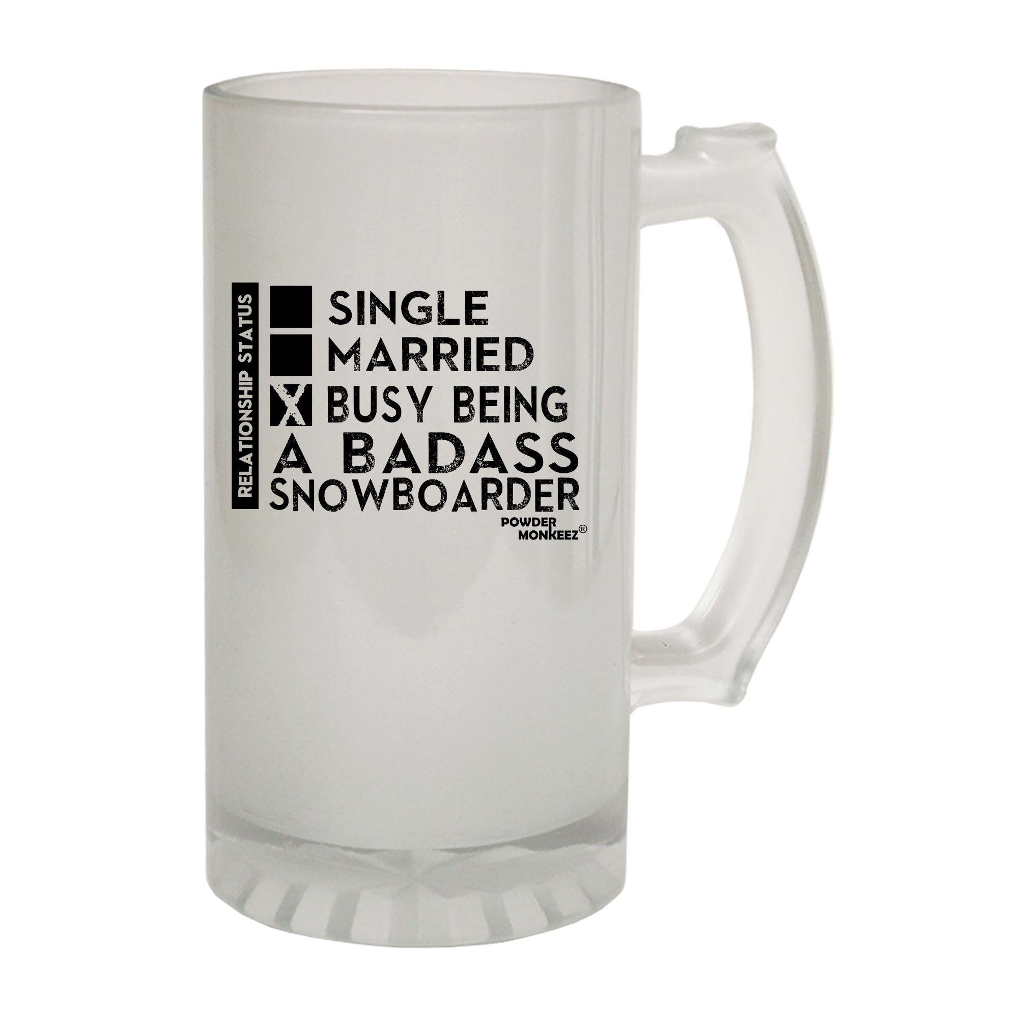 Pm Relationship Status Badass Snowboarder - Funny Beer Stein