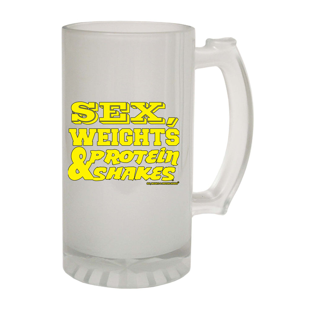 Swps Sex Weights Protein Shakes D1 Yellow - Funny Beer Stein