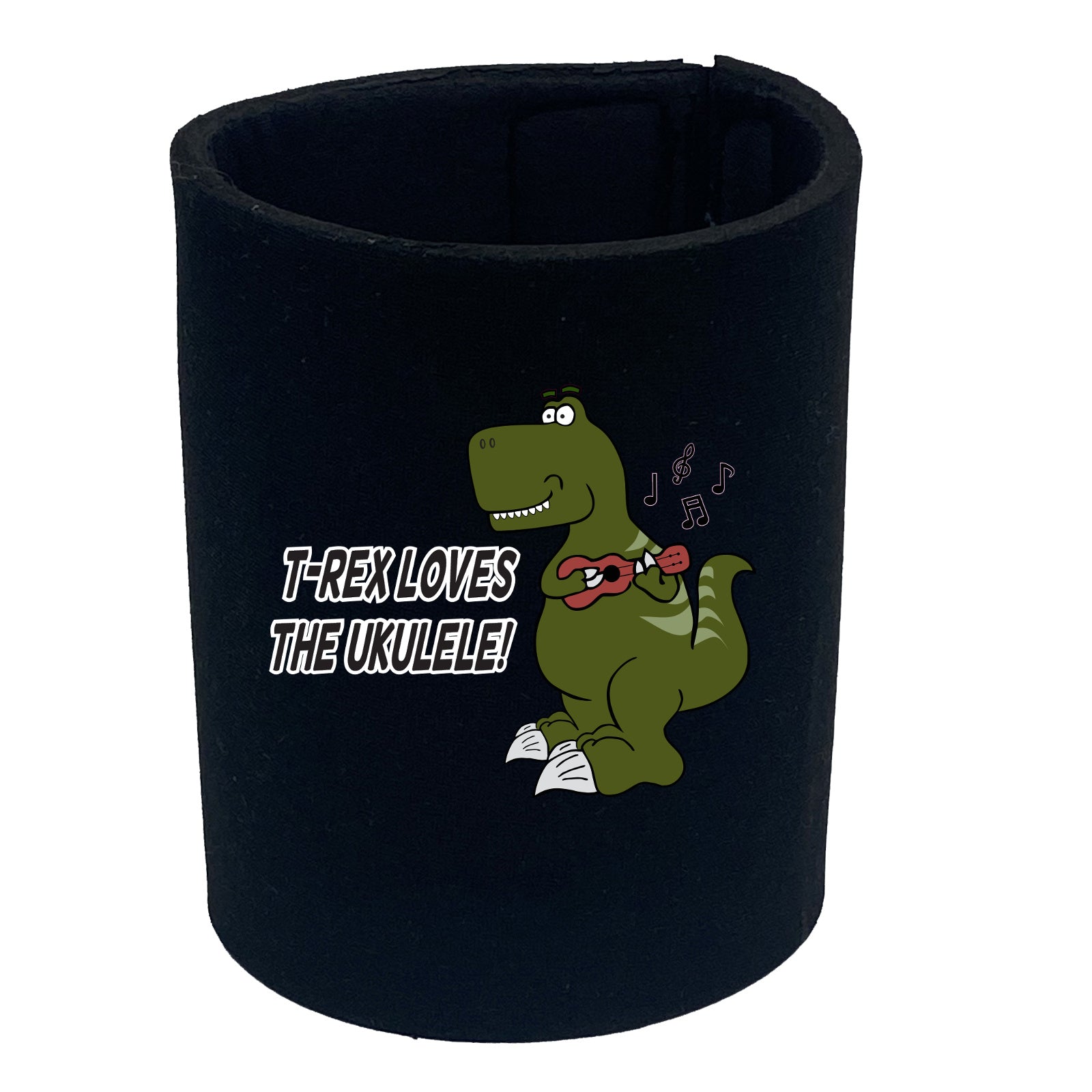 Trex Loves Ukulele Dinosaur - Funny Stubby Holder