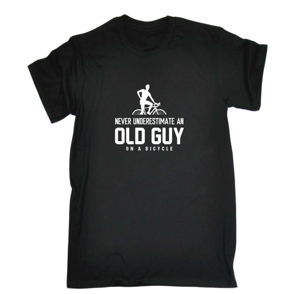 Never Underestimate Old Guy On A Bicycle Cycling Bike - Mens Funny T-Shirt Tshirts