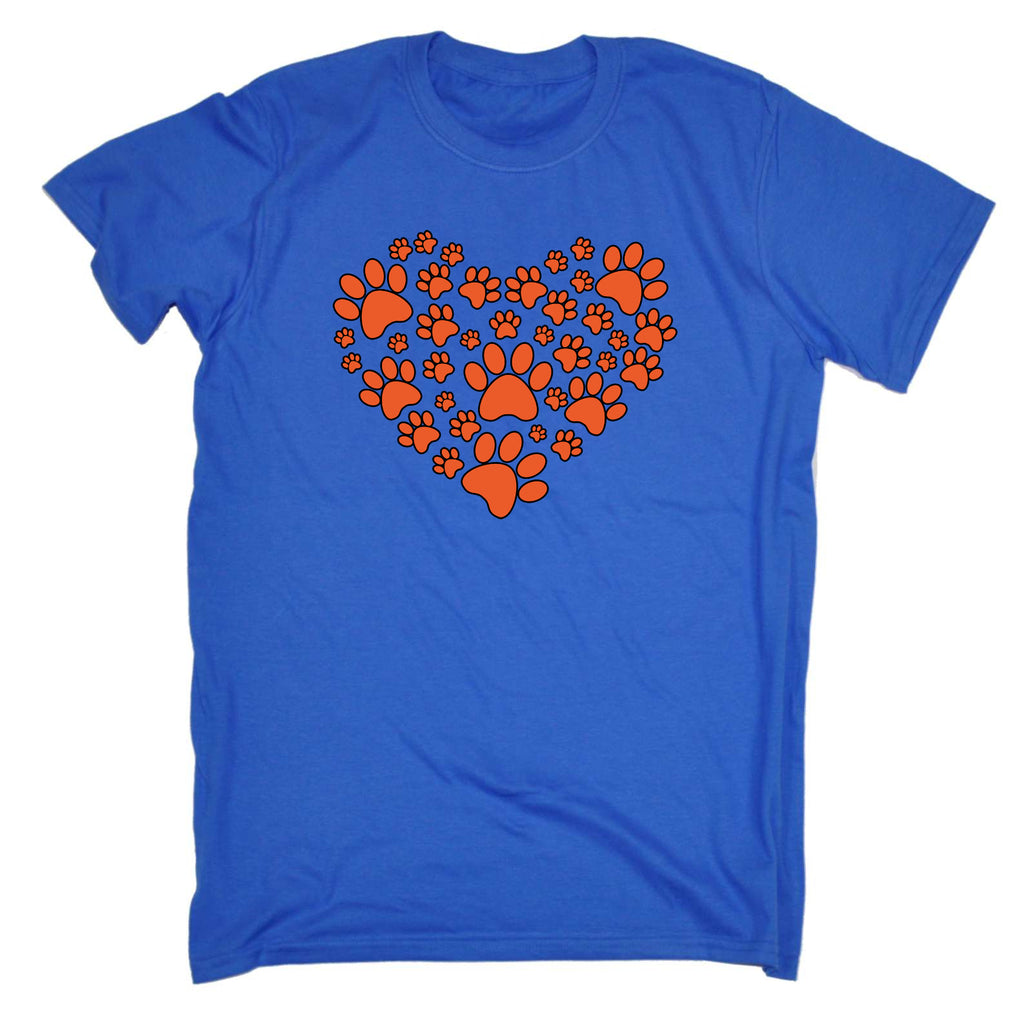 Paw Print Love Heart Dogs Dog Pet Animal - Mens Funny T-Shirt Tshirts