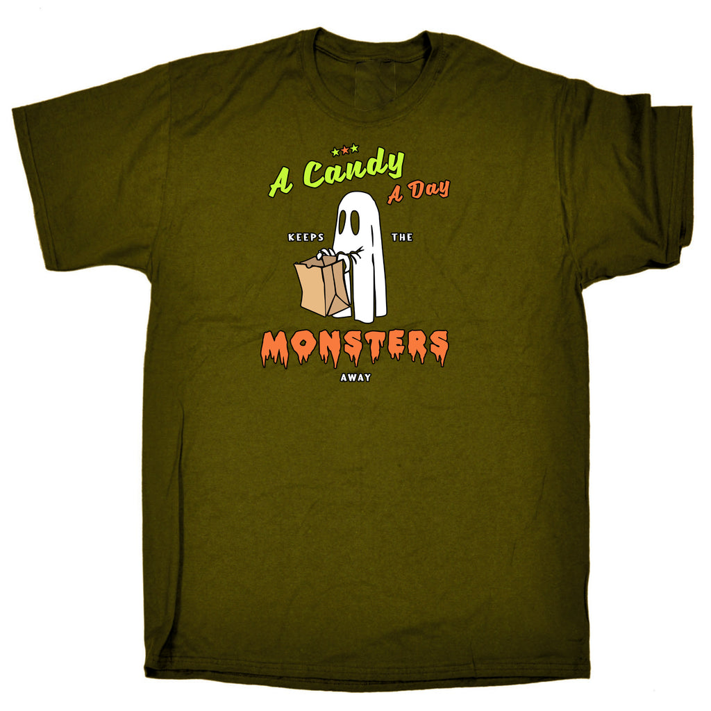 Halloween Candy A Day Keeps The Monsters Away - Mens Funny T-Shirt Tshirts
