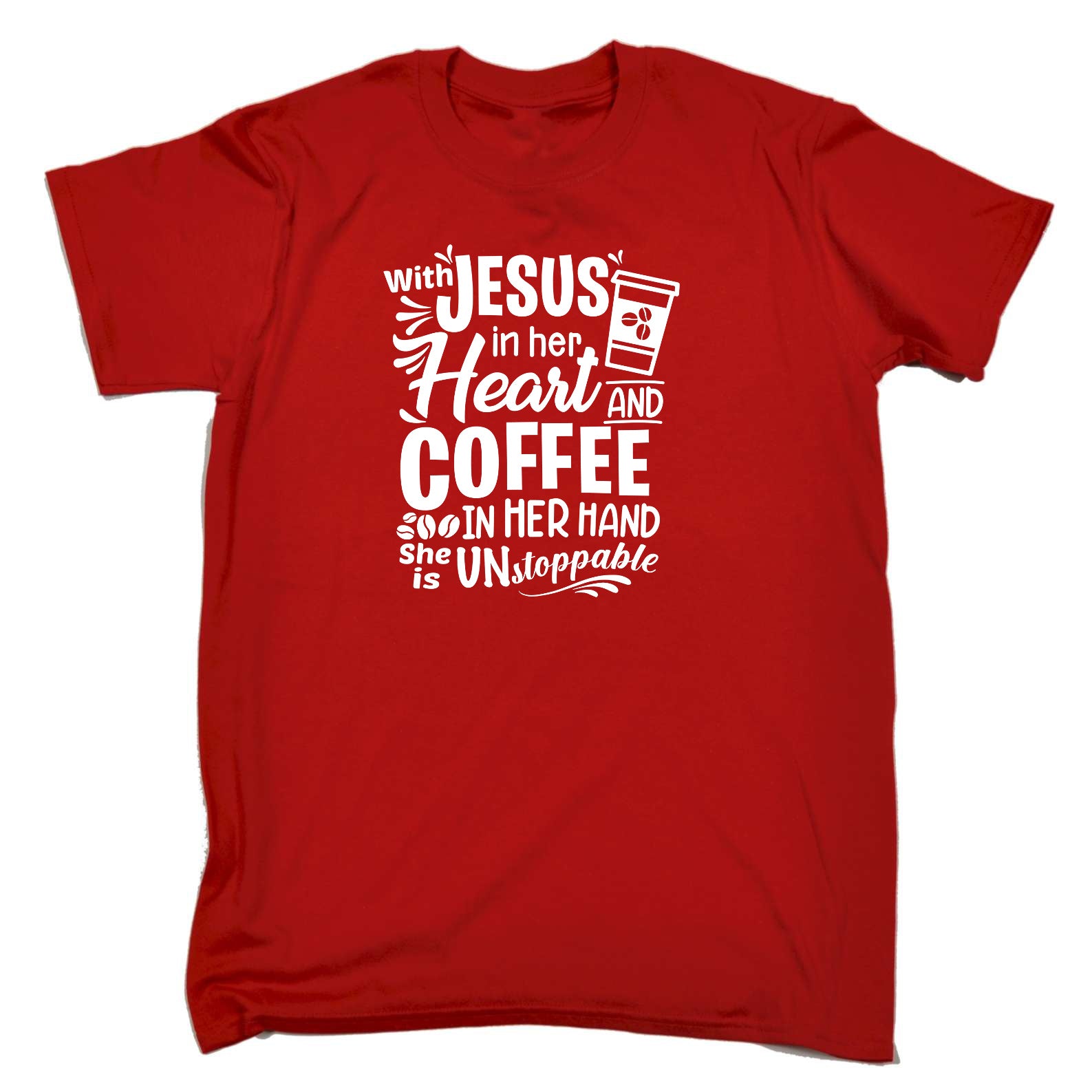 Jesus In Heart Coffee In Hand God Christian - Mens Funny T-Shirt Tshirts