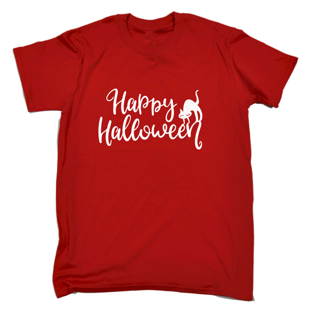 Happy Halloween Black Cat - Mens Funny T-Shirt Tshirts