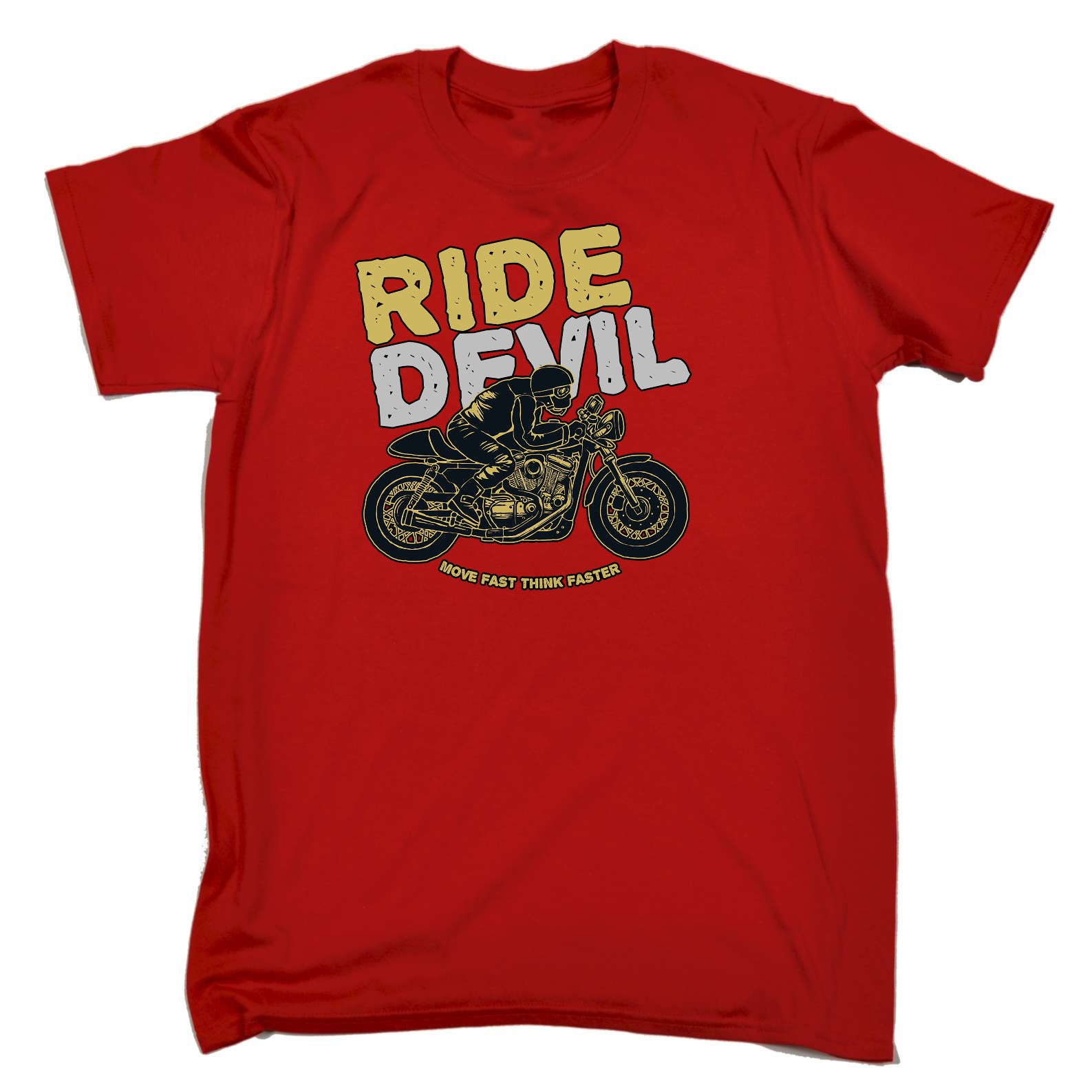 Ride Devil Move Fast Motorbike Motorcycle - Mens Funny T-Shirt Tshirts