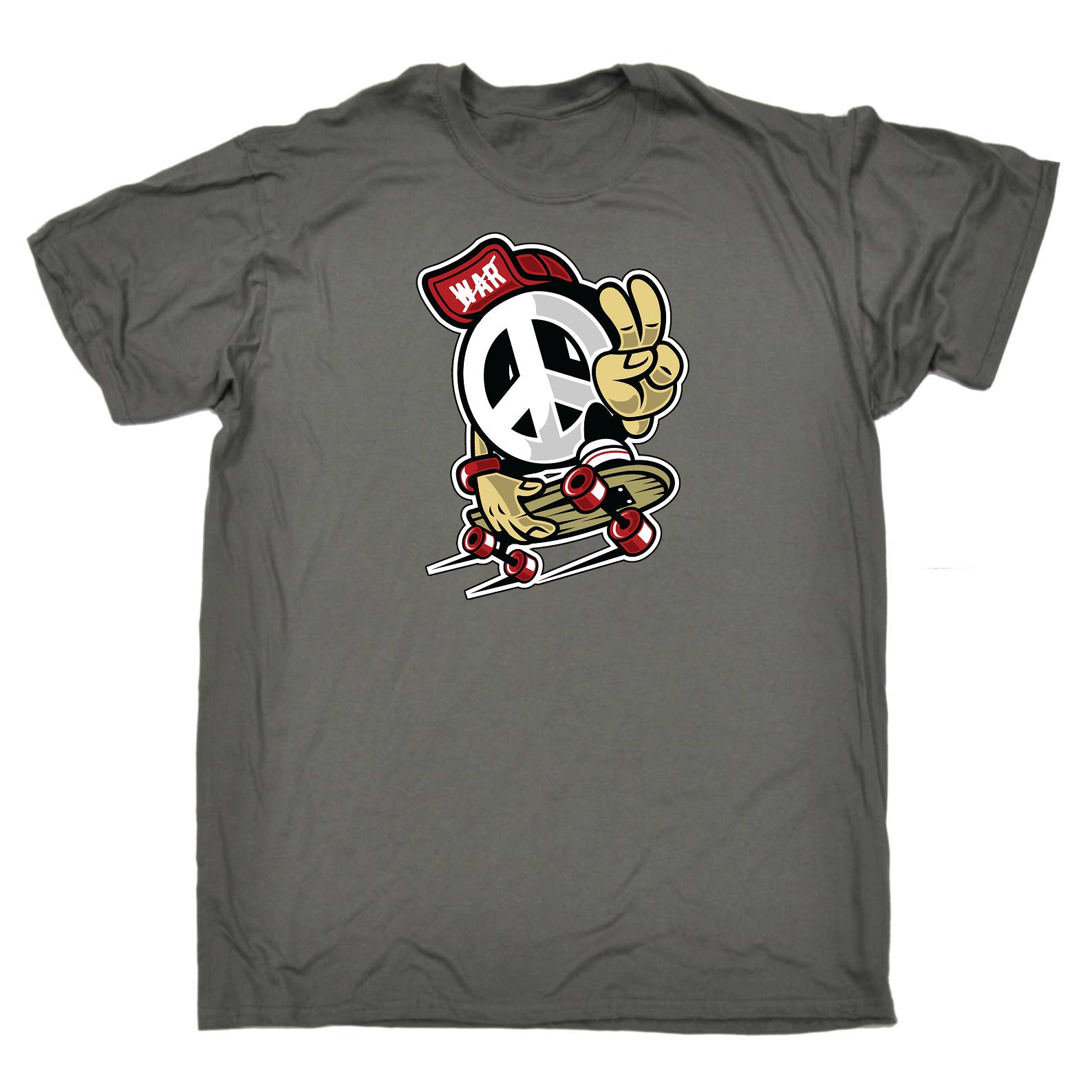 Peace Skater Cartoon Retro Skateboard - Mens Funny T-Shirt Tshirts