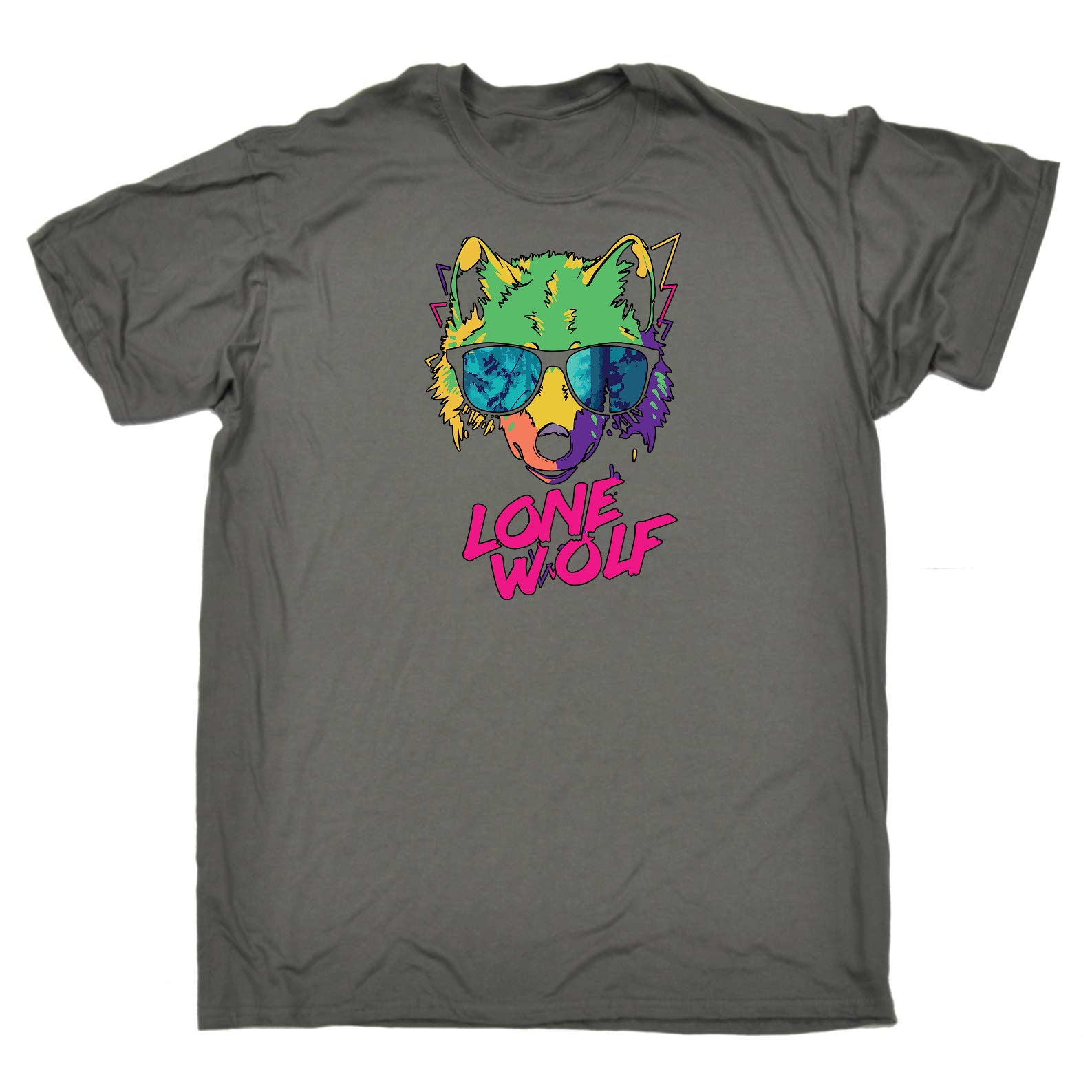 Lone Wolf Retro Animal - Mens Funny T-Shirt Tshirts