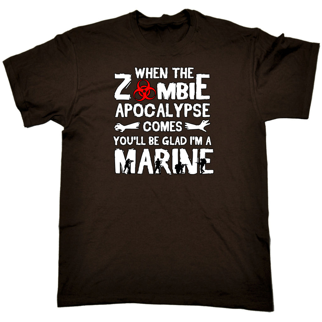 When The Zombie Apocalypse Comes Marine - Mens Funny T-Shirt Tshirts