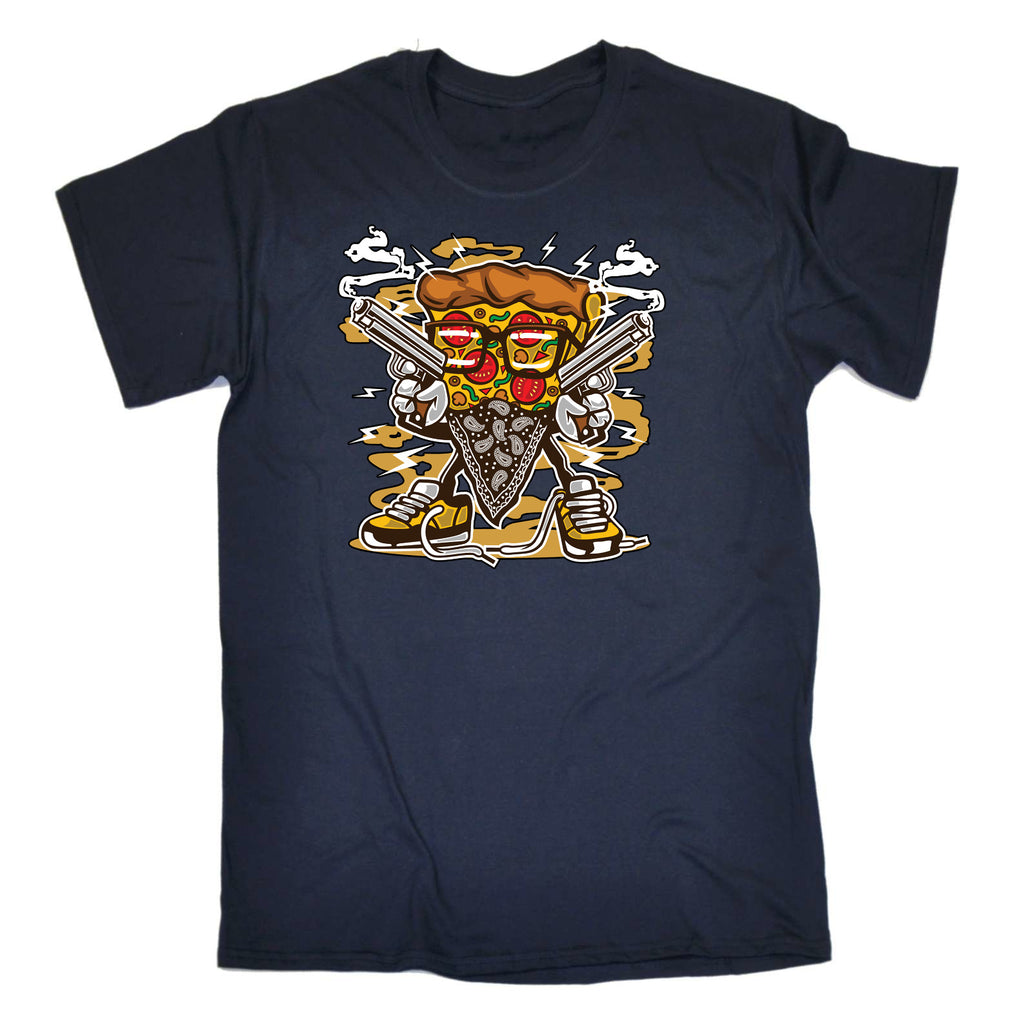 Pizza Gangster Retro Food Cartoon - Mens Funny T-Shirt Tshirts