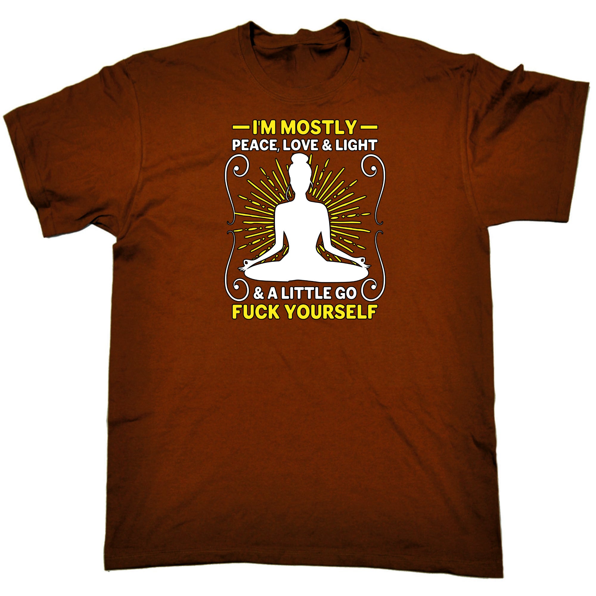 Yoga Mostly Peace Love And Light - Mens Funny T-Shirt Tshirts