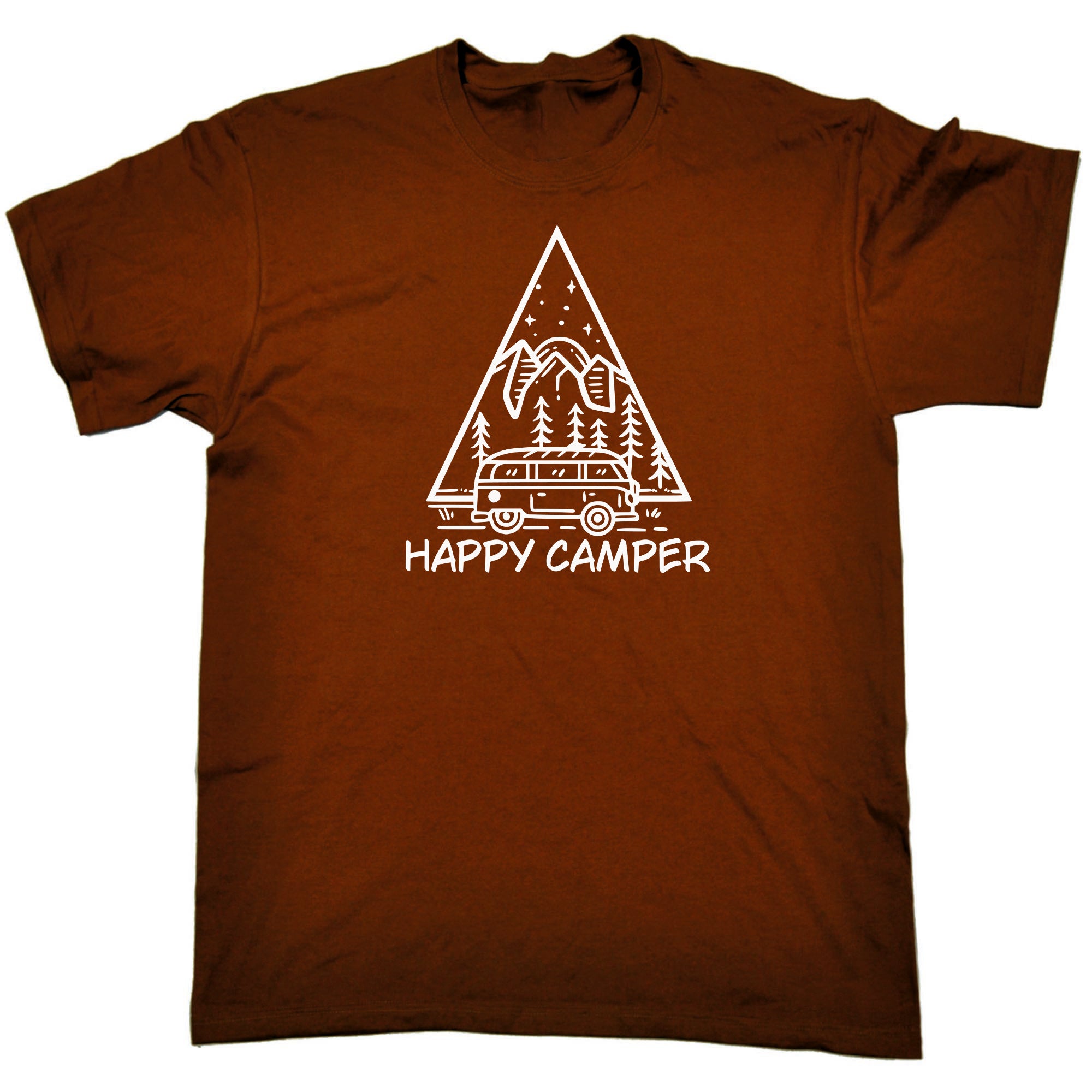 Happy Camper Van Mountains - Mens Funny T-Shirt Tshirts
