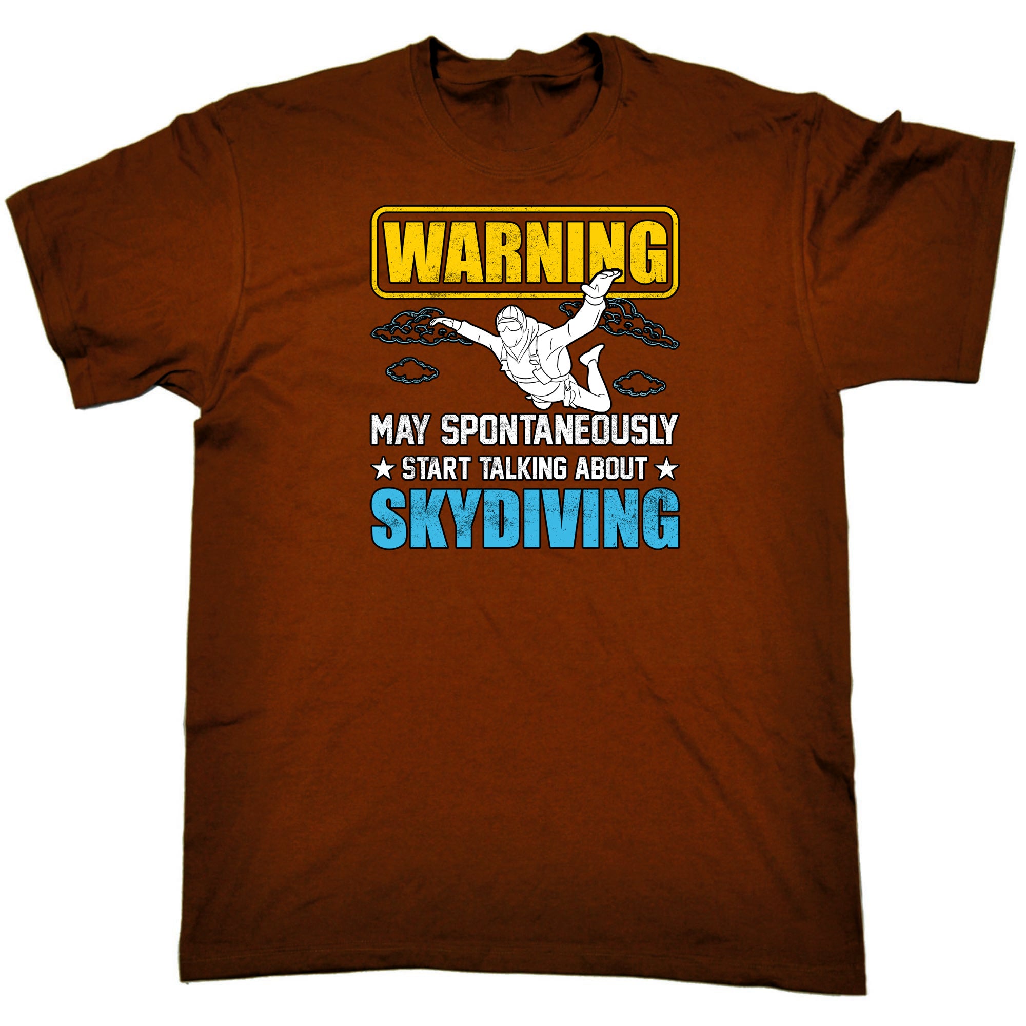 Warning May Start Talking About Skydiving - Mens Funny T-Shirt Tshirts