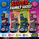 SUPER FAMILY FUN SOCKS Christmas Gifts Mum Dad Uncle Aunti Funny Birthday Gift