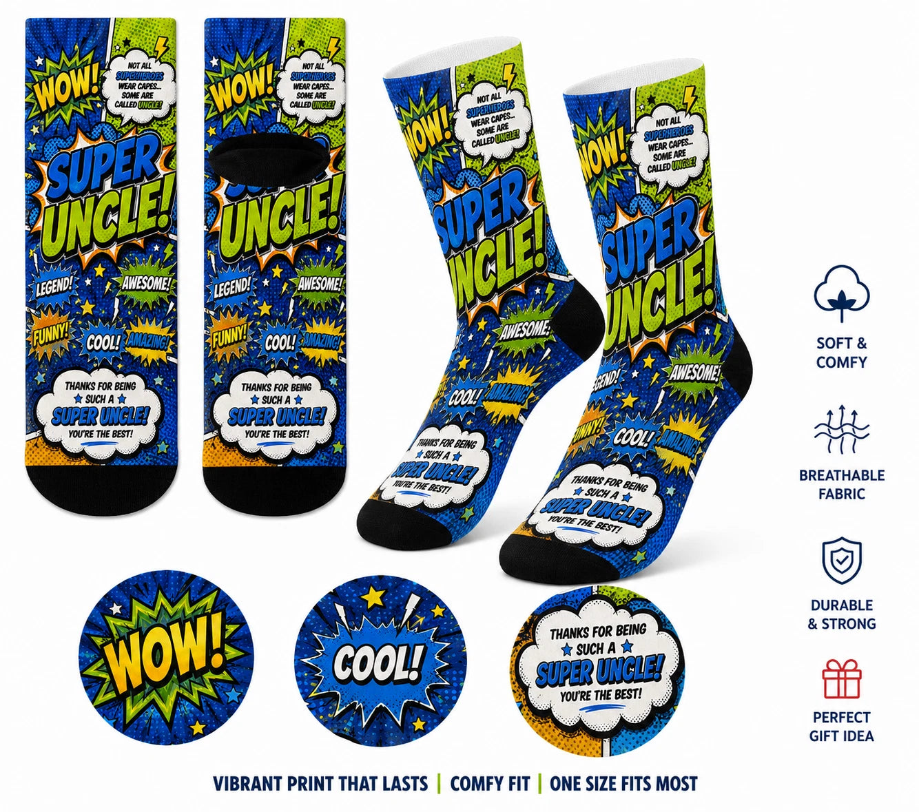 SUPER FAMILY FUN SOCKS Christmas Gifts Mum Dad Uncle Aunti Funny Birthday Gift