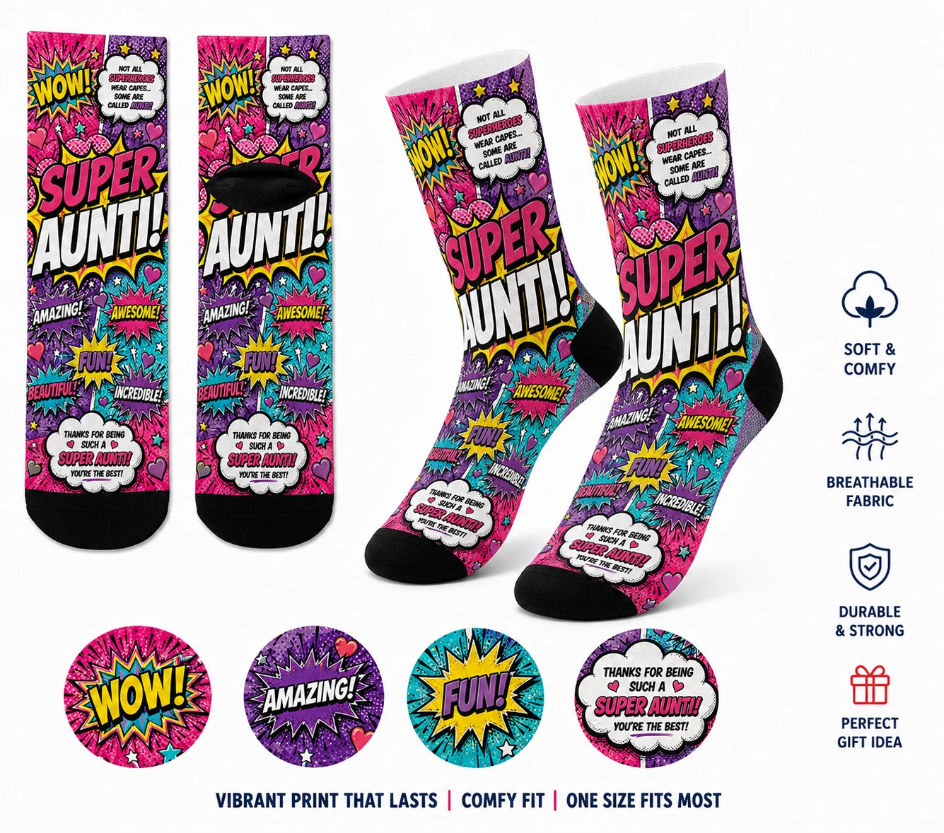 SUPER FAMILY FUN SOCKS Christmas Gifts Mum Dad Uncle Aunti Funny Birthday Gift