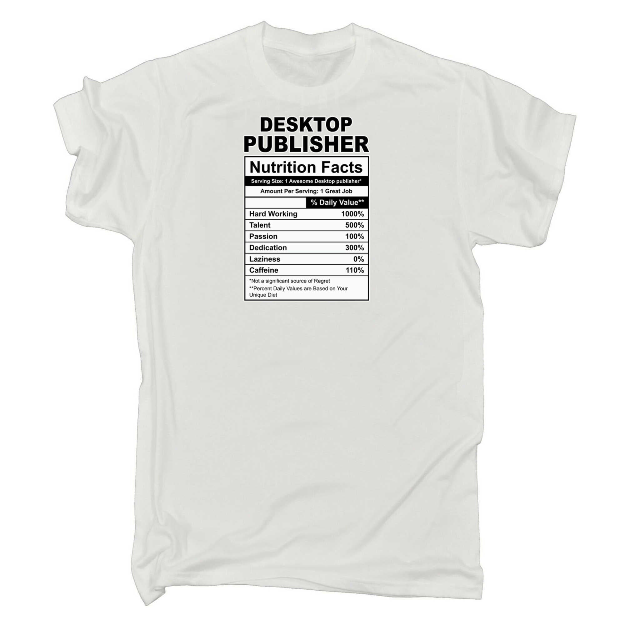 Desktop Publisher Nutrition Facts - Mens 123t Funny T-Shirt Tshirts