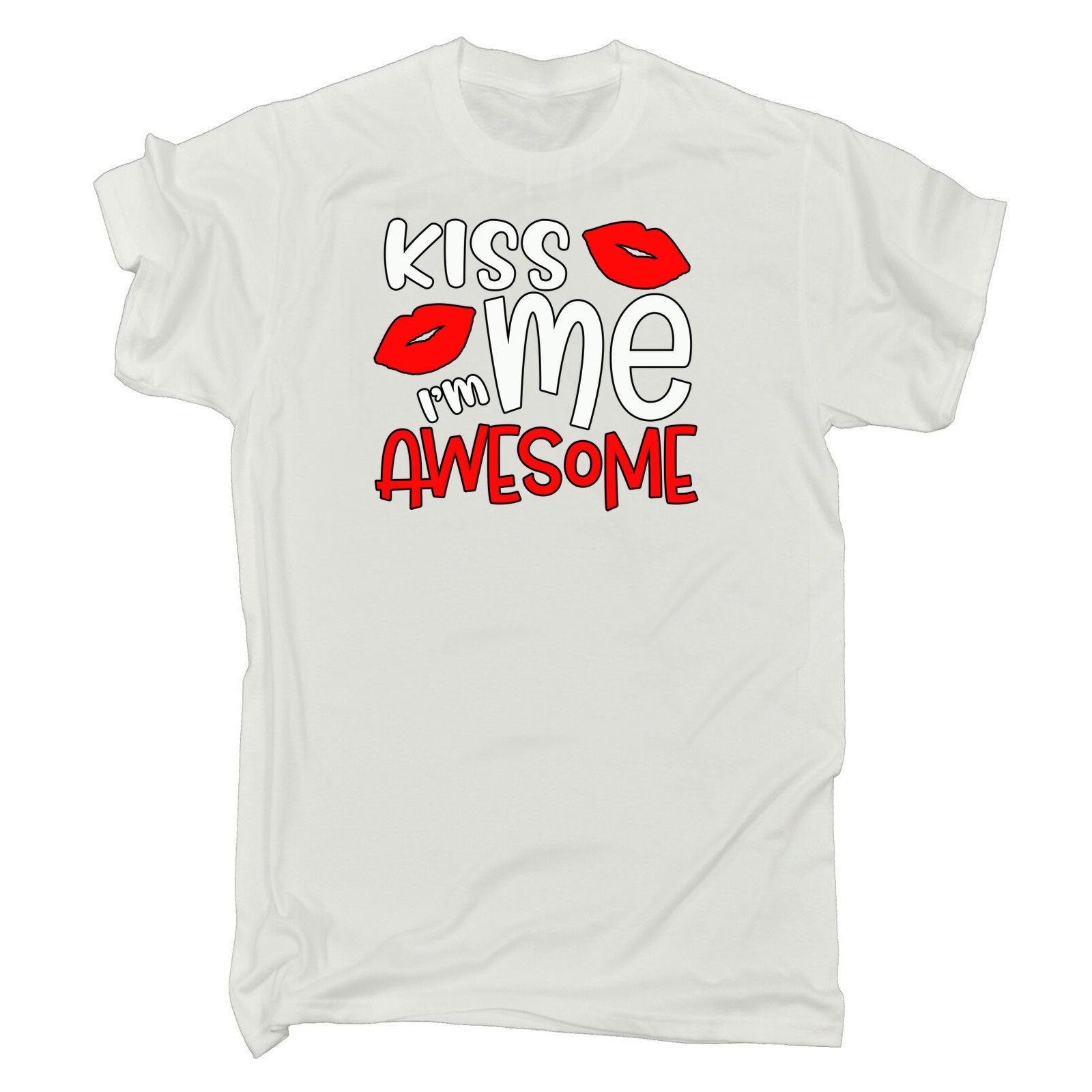 Kiss Me Im Awesome Valentine Valentines Day - Mens 123t Funny T-Shirt Tshirts