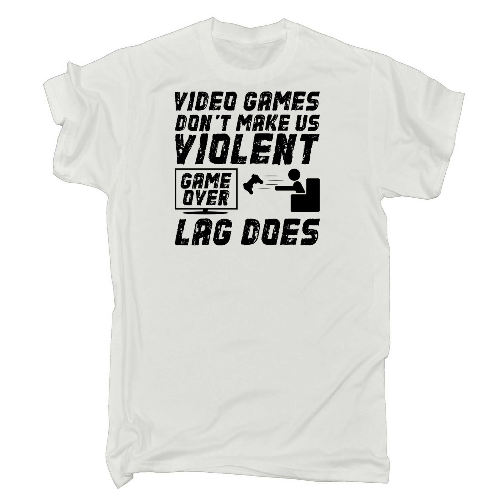Video Games Dont Make Us Violent Game Over Lag Does Gamer - Mens 123t Funny T-Shirt Tshirts