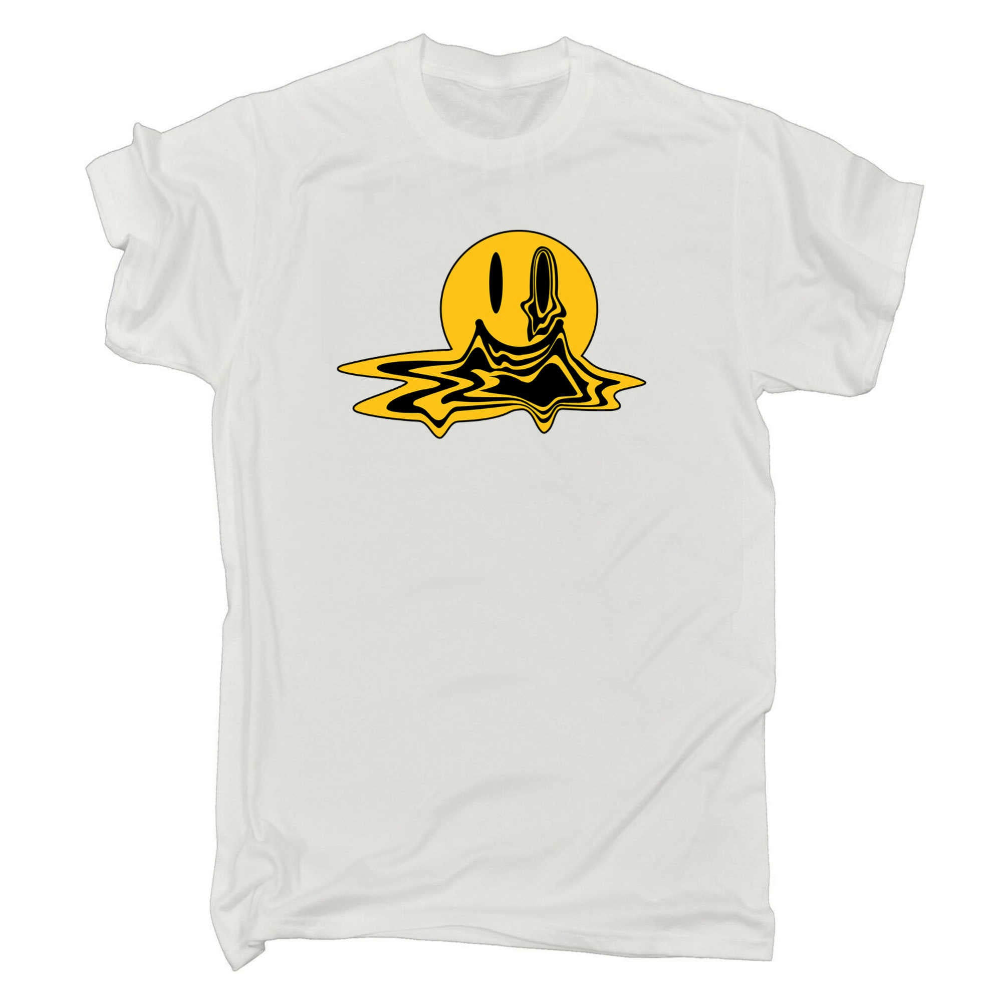 Melting Smile Face Retro  Happy Emoticon - Mens 123t Funny T-Shirt Tshirts